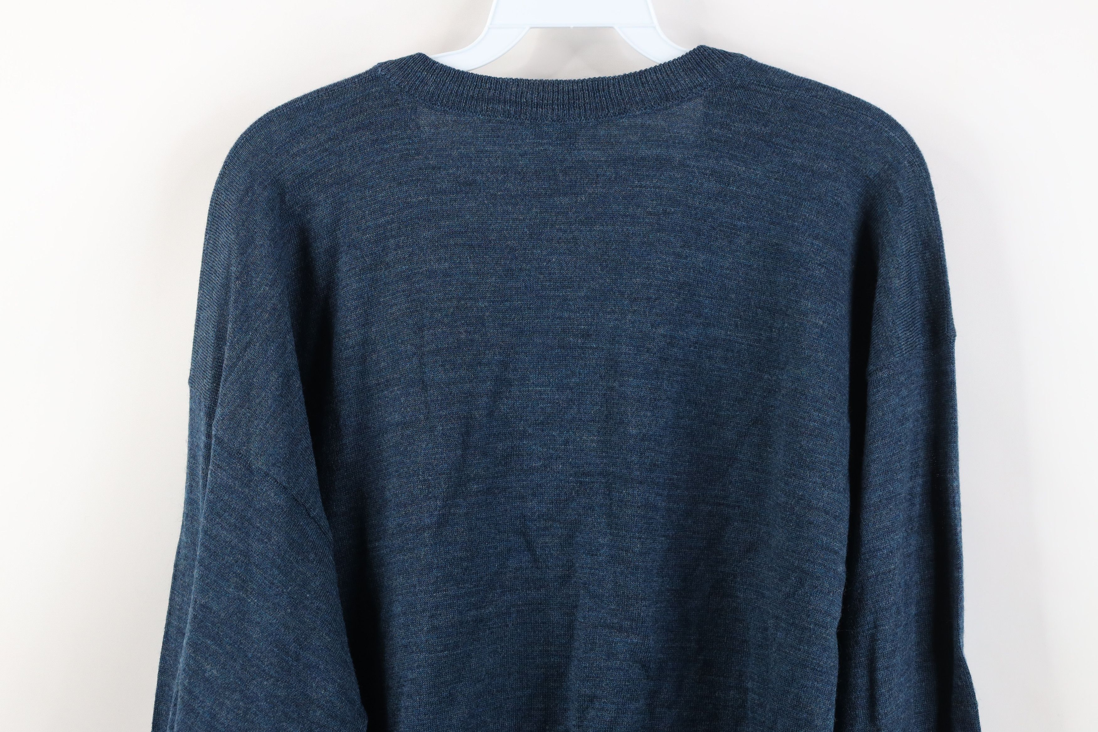 Vintage Vintage 90s Streetwear New Wool Knit V-Neck Sweater Blue Size US XL / EU 56 / 4 - 9 Thumbnail