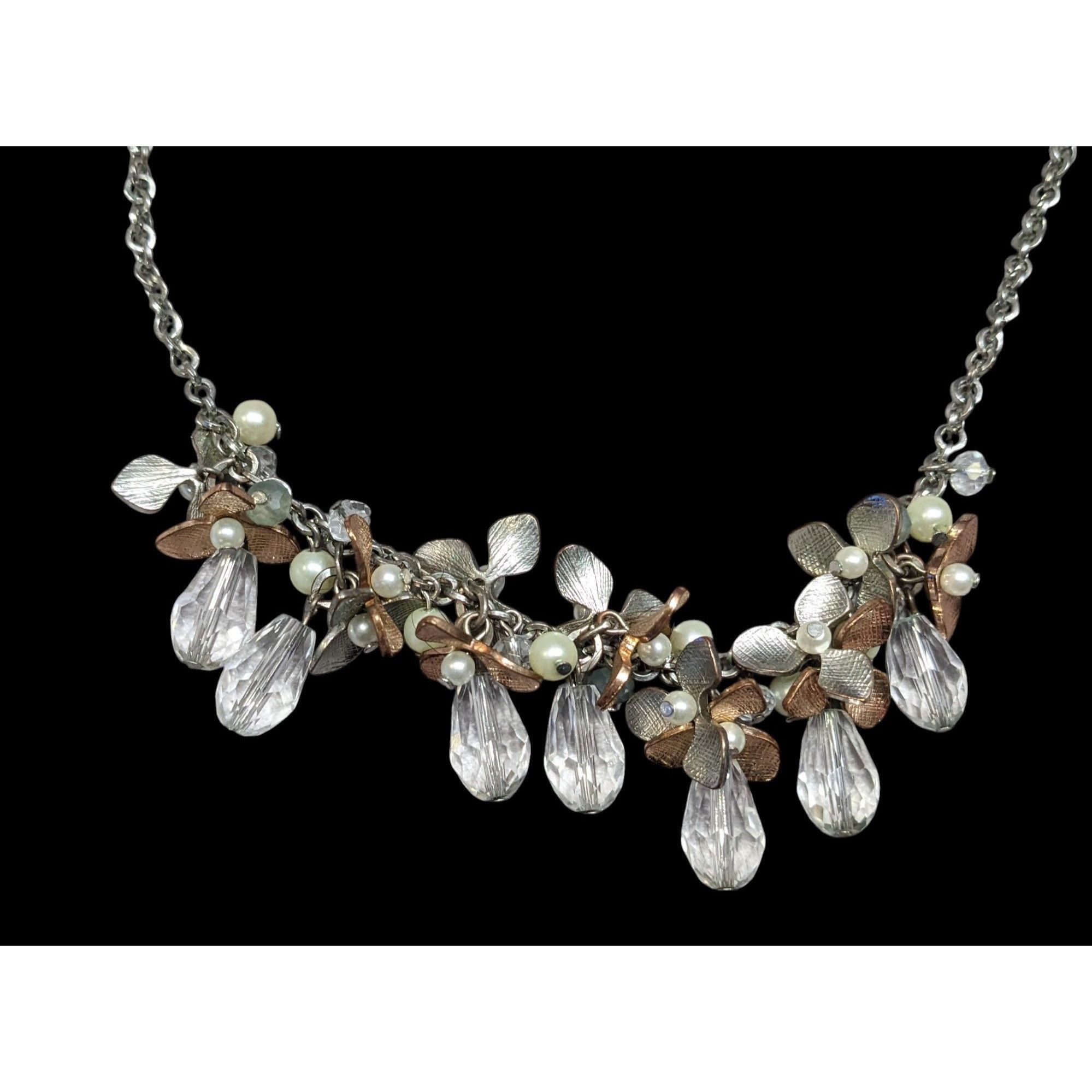 Other C 1946 Floral Metal Glass And Faux Pearl Cluster Necklace Size ONE SIZE - 3 Thumbnail