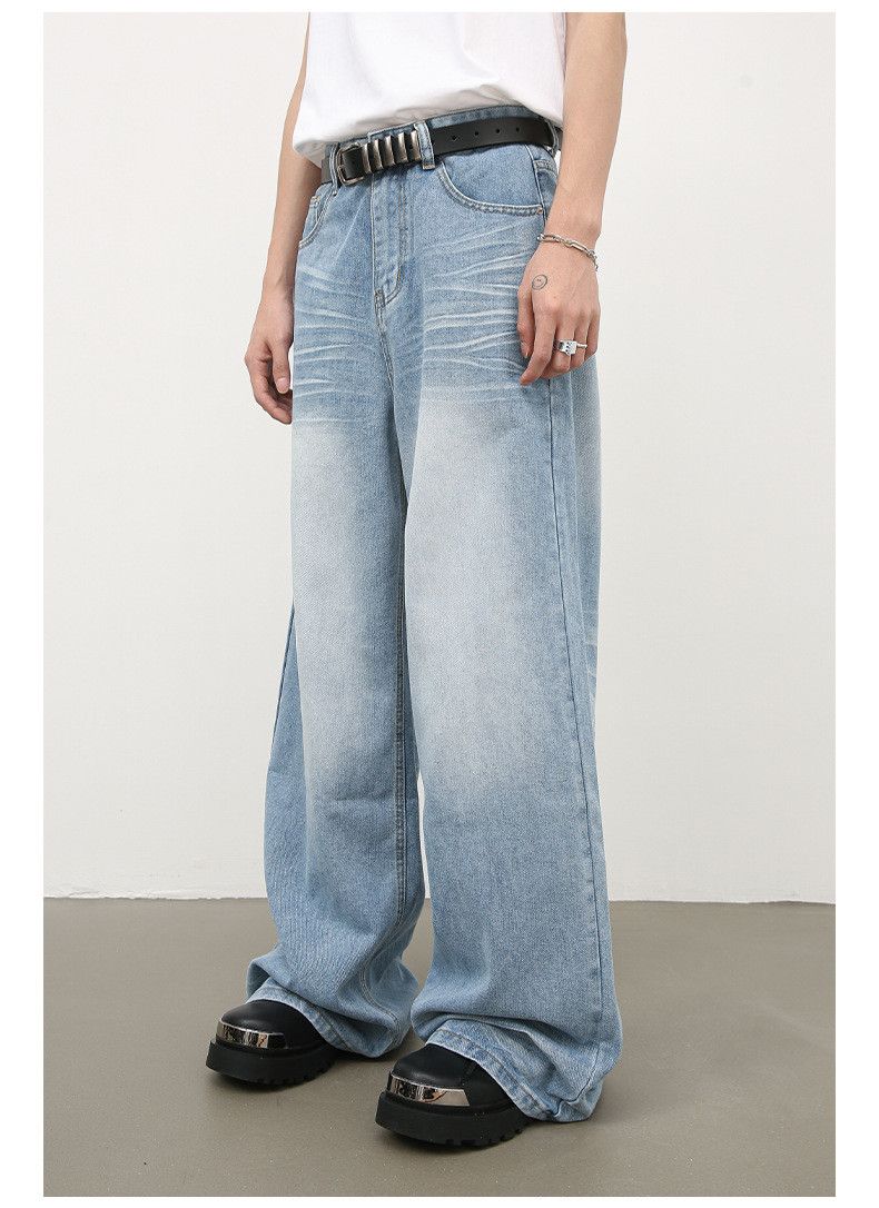 Japanese Brand × Jean Distressed washed straight loose wide leg jeans for men Size US 32 / EU 48 - 5 Thumbnail