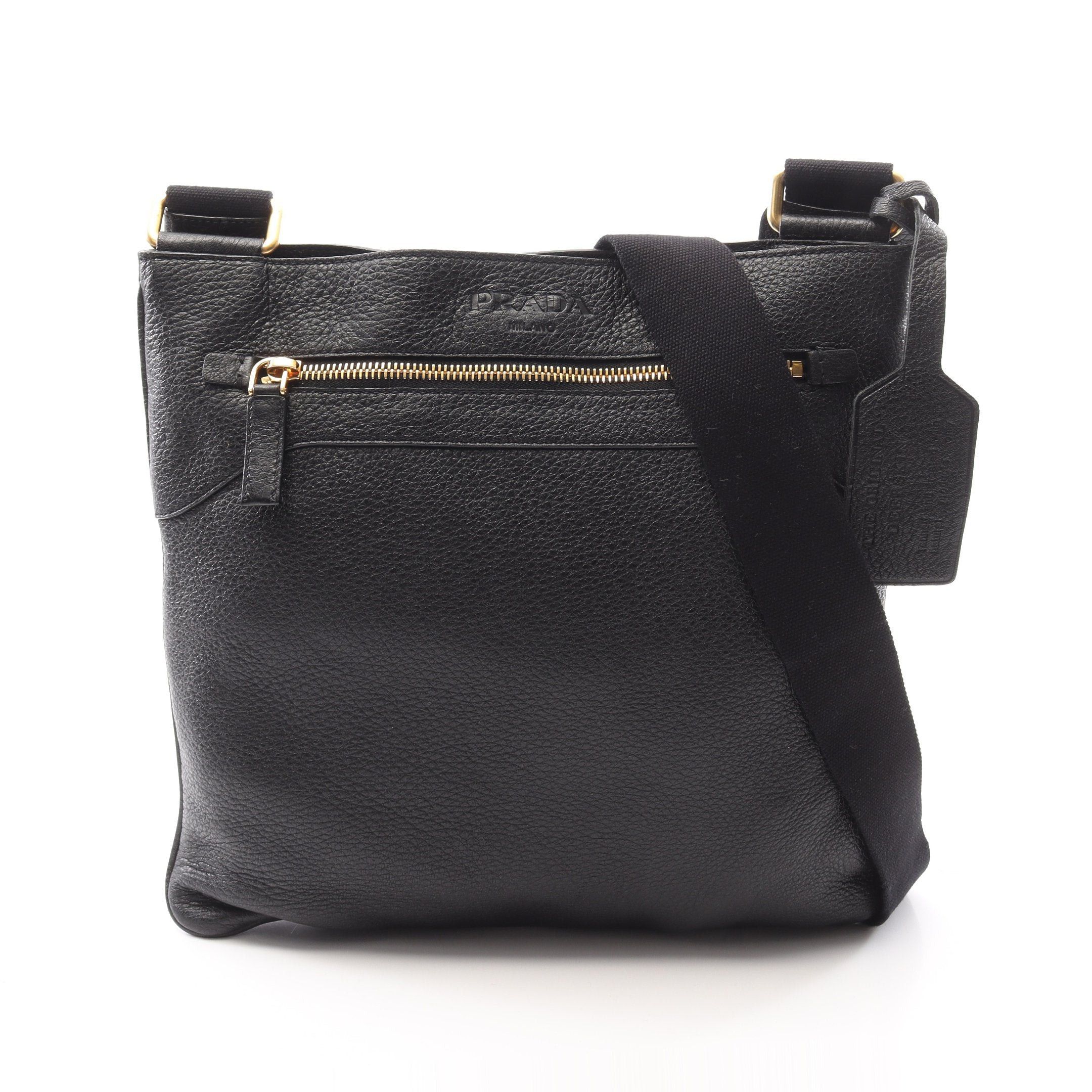 Prada Prada Logo Shoulder Bag Leather Black Crossbody Size ONE SIZE - 1 Thumbnail