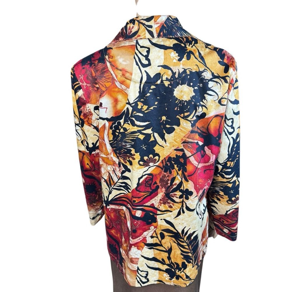 Chicos Additions By Chico's Cotton Long Sleeve Leaves Print Jacket Size L / US 10 / IT 46 - 4 Thumbnail