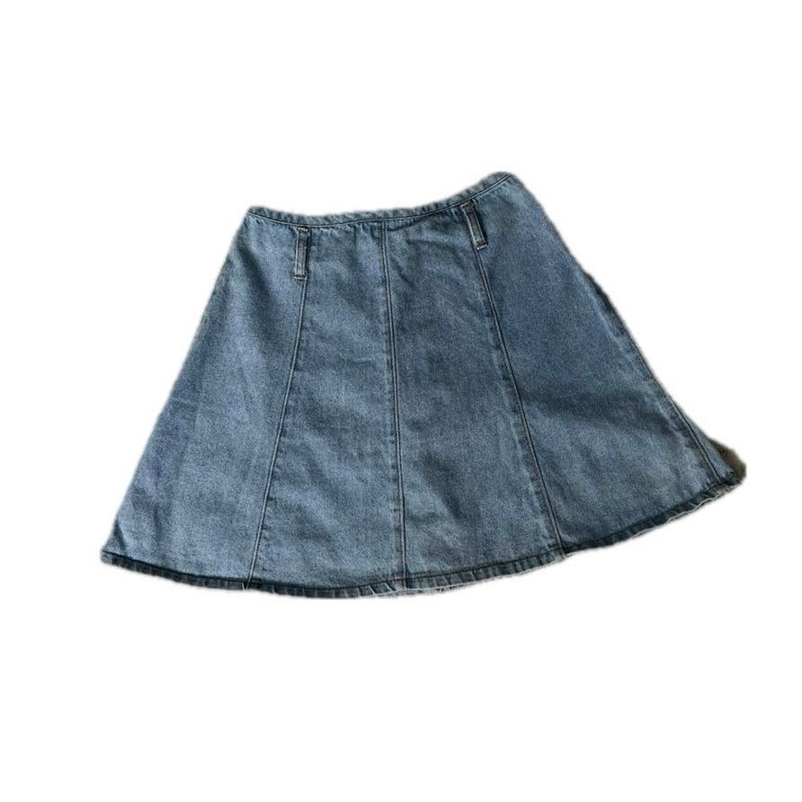 Vintage Y2k 90s Vintage Denim front button A-line skirt Women's 9 Size 28" / US 6 / IT 42 - 3 Thumbnail