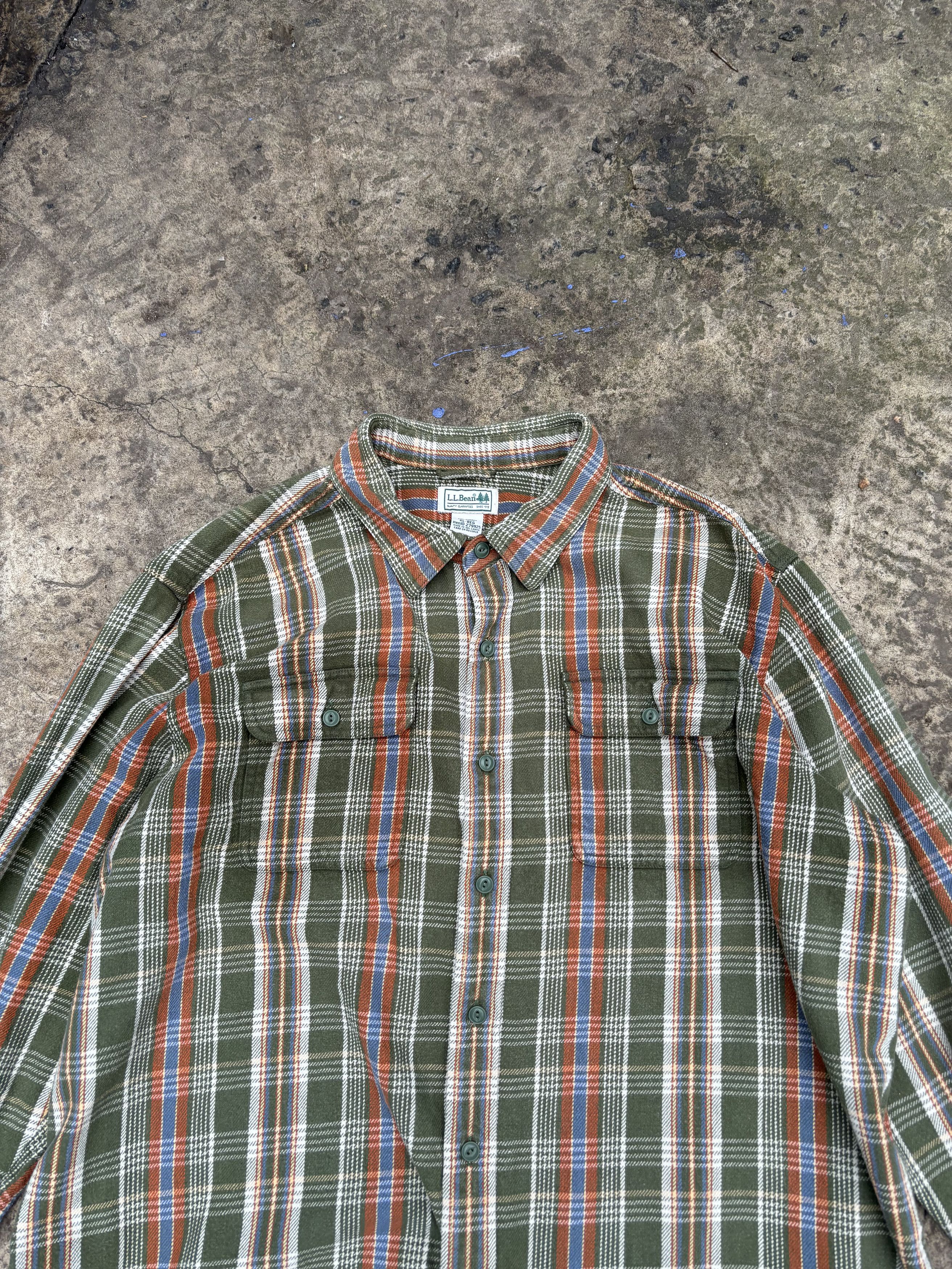 L.L. Bean × Vintage Vintage L.L.Bean Checked Flannel Green Shirt Size US XL / EU 56 / 4 - 3 Thumbnail