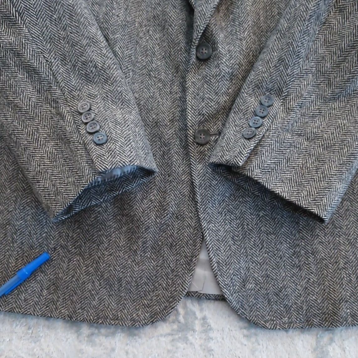Lands' End Lands' End Blazer Mens 46 Long Gray Tweed Herringbone Wool Single Vent Two-Button Notch Lapel Jacket Coat 2 Piece Regular Mens Size 46R - 4 Thumbnail