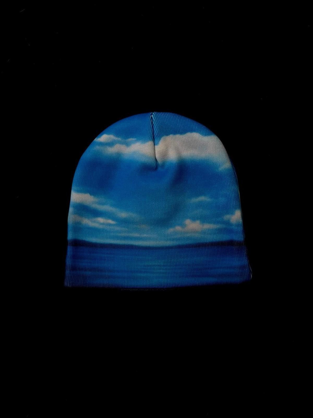 Japanese Brand Rare Y2k Lueur Crying Eye Print No Cuff Knit Beanie Hat Blue Size ONE SIZE - 5 Thumbnail