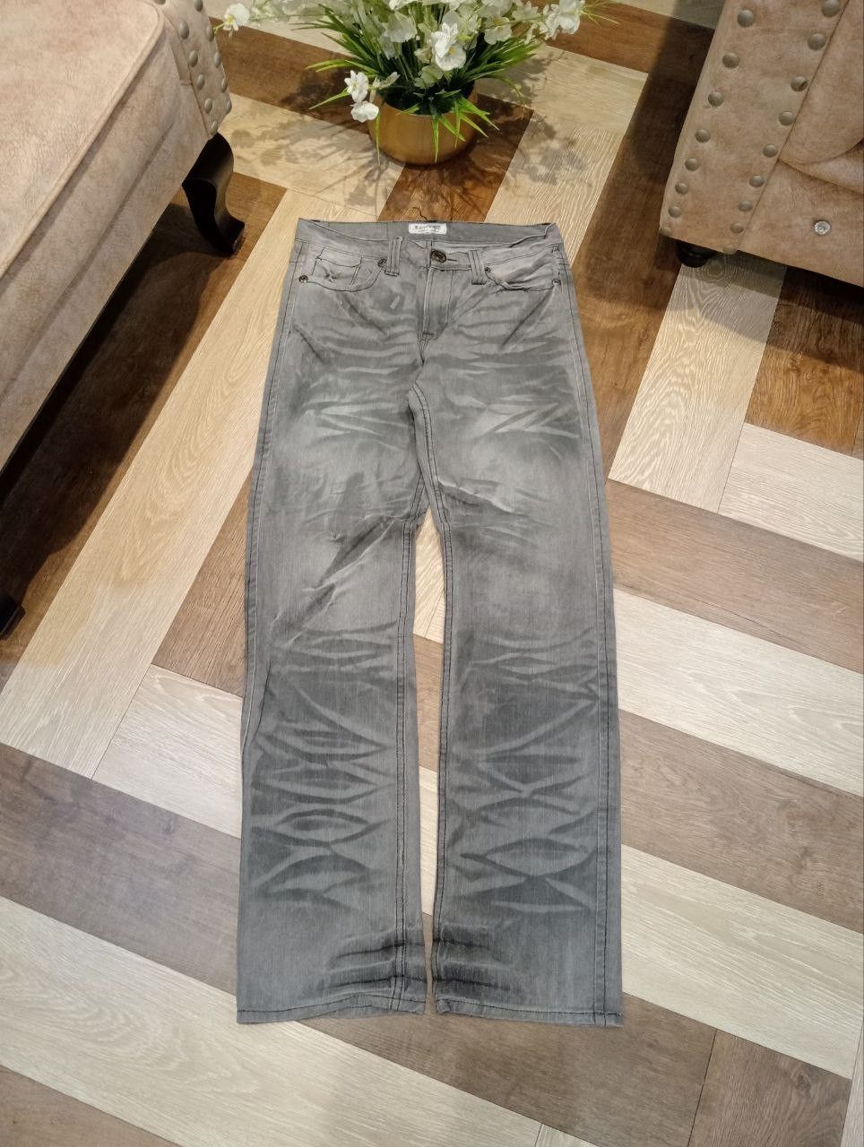 LOWBOX JAPANESE LOWBOX DISTRESSED CHARCOAL GRAY DENIM PANTS Size US 32 / EU 48 - 1 Thumbnail