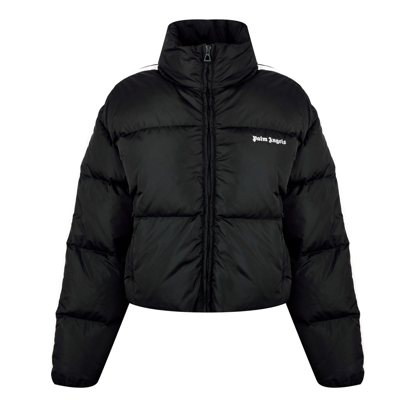 Palm Angels o1g2r1mq0325 Cropped Track Padded jacket in Black & White Size L / US 10 / IT 46 - 1 Thumbnail