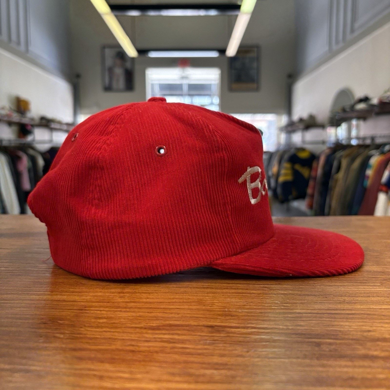 Other Vintage 90s Red Corduroy Bob Evans Embroidered Snap Back Hat Size ONE SIZE - 4 Thumbnail