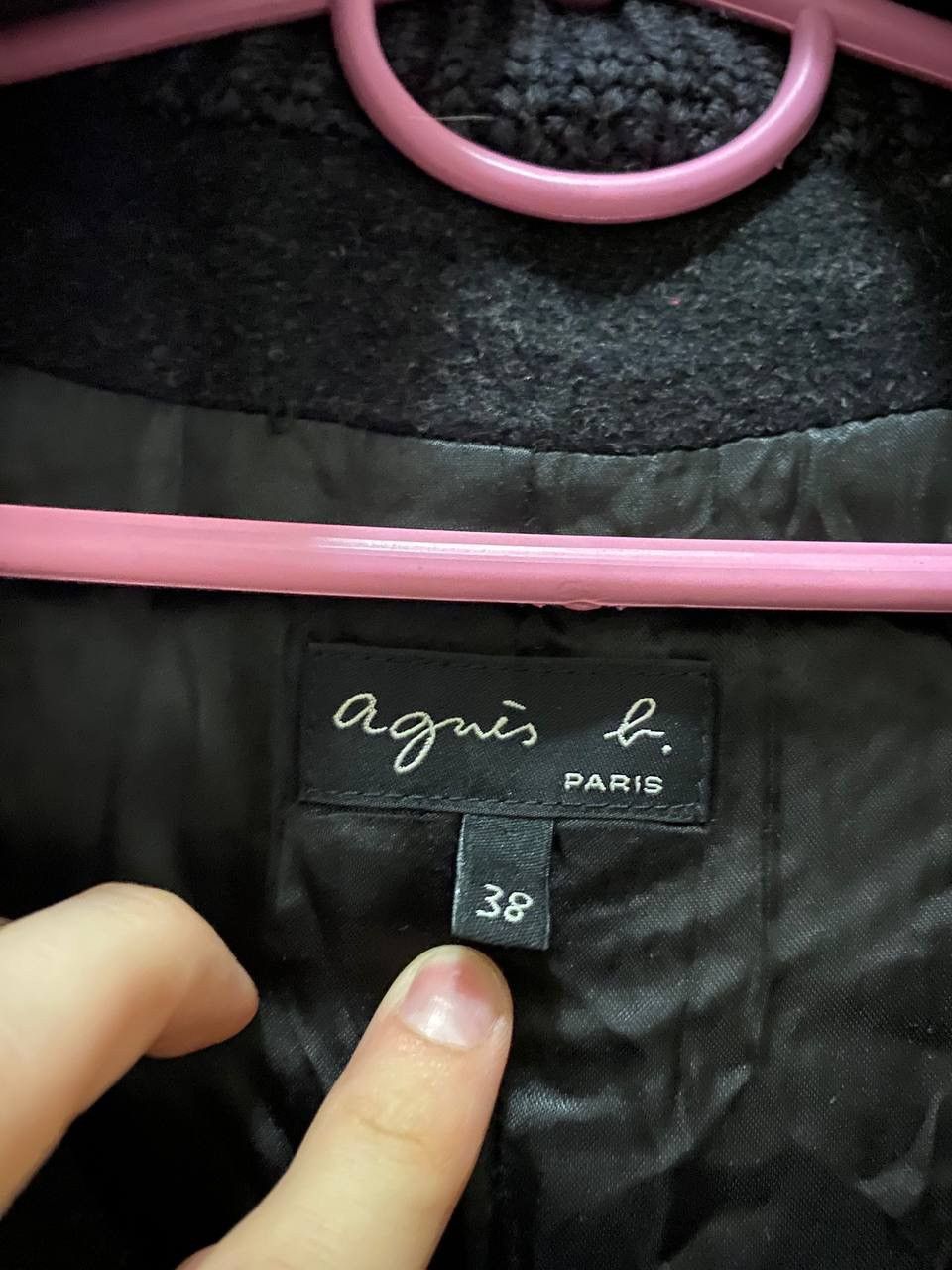 Designer × agnes b. Agnes B. Black Laine Wool Overcoat Size S / US 4 / IT 40 - 10 Thumbnail
