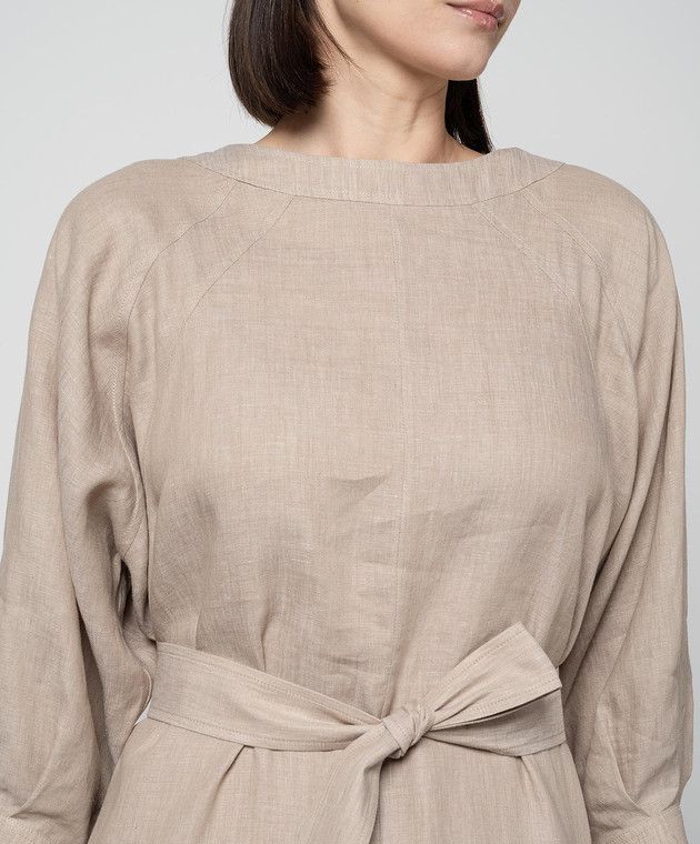 Loro Piana o1srvl11e0526 FAN6973 Mina Dress in Beige Size L / US 10 / IT 46 - 5 Thumbnail