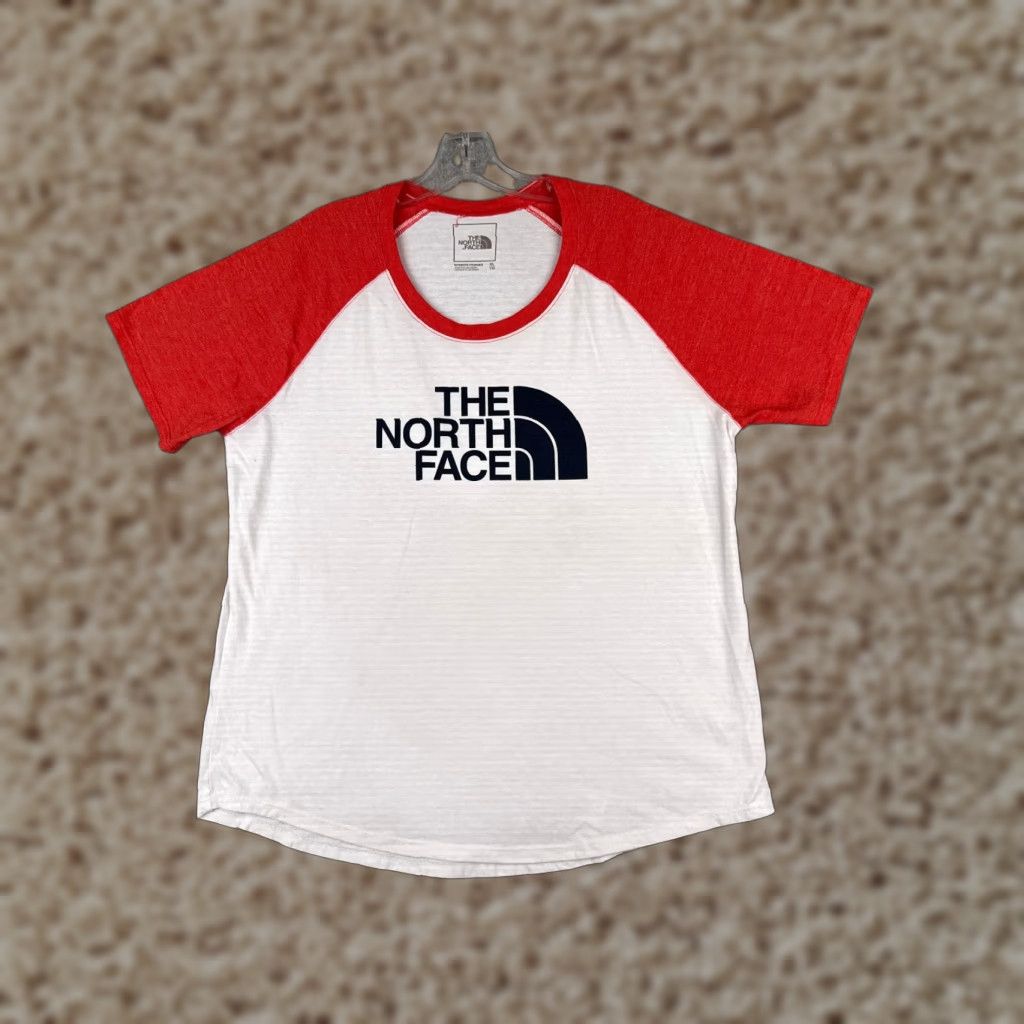 The North Face The North Face Shirt Women XL Red Raglan Short Sleeve Cotton Jersey Crew Neck Pullover T-Shirt Basic Outdoor All Seasons Spring Summer Fall Womens Size XL / US 12-14 / IT 48-50 - 1 Thumbnail