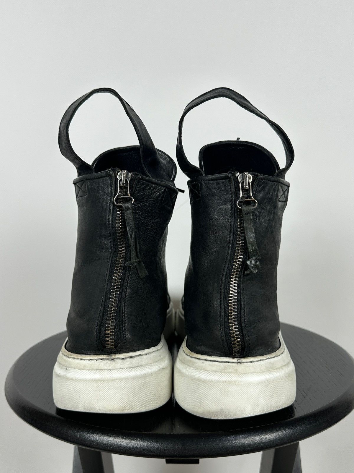 Masnada Masnada Black Leather Hi Top Sneakers Size US 12 / EU 45 - 12 Thumbnail