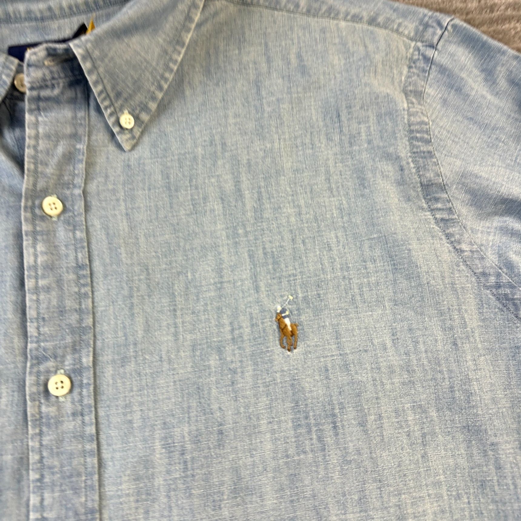 Polo Ralph Lauren VINTAGE Polo Ralph Lauren Shirt Mens 2XL Blue Chambray Button-Up Cotton Size US XXL / EU 58 / 5 - 4 Thumbnail