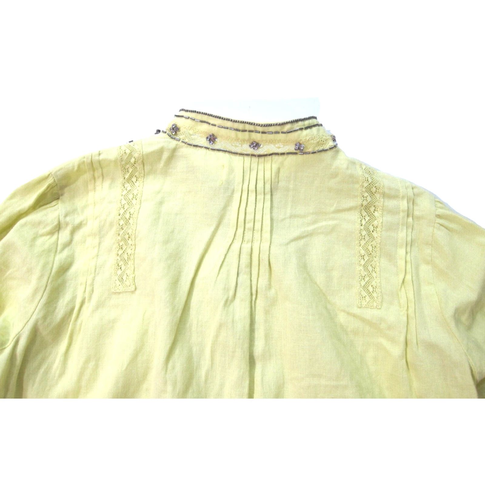 Vintage VINTAGE Anthropologie Pilcro Yellow Cotton Nayeli Beaded Rhinestone Button Down Shirt XS Size XS / US 0-2 / IT 36-38 - 6 Thumbnail