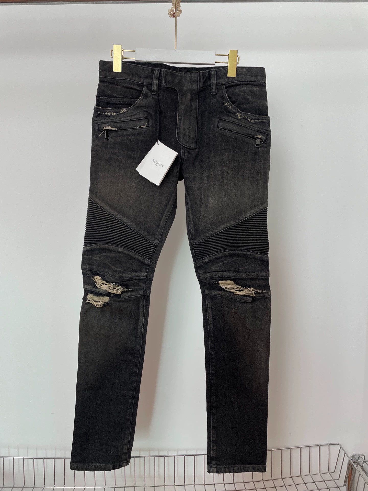 Balmain Balmain Biker Jeans Kanye Knee Rip Heavy 30 Size US 30 / EU 46 - 1 Thumbnail