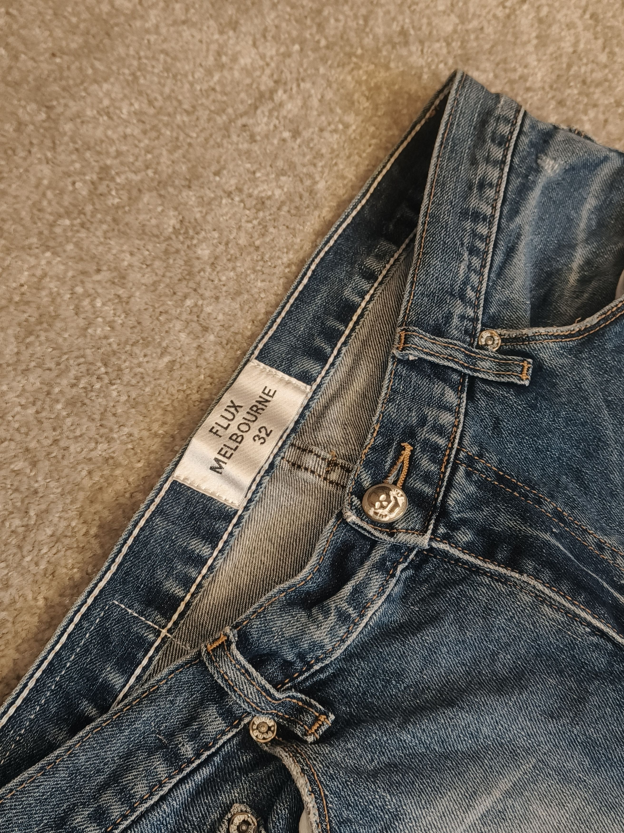 Other Flux Melbourne Selvedge Light Blue Wash Jeans Size US 32 / EU 48 - 3 Thumbnail