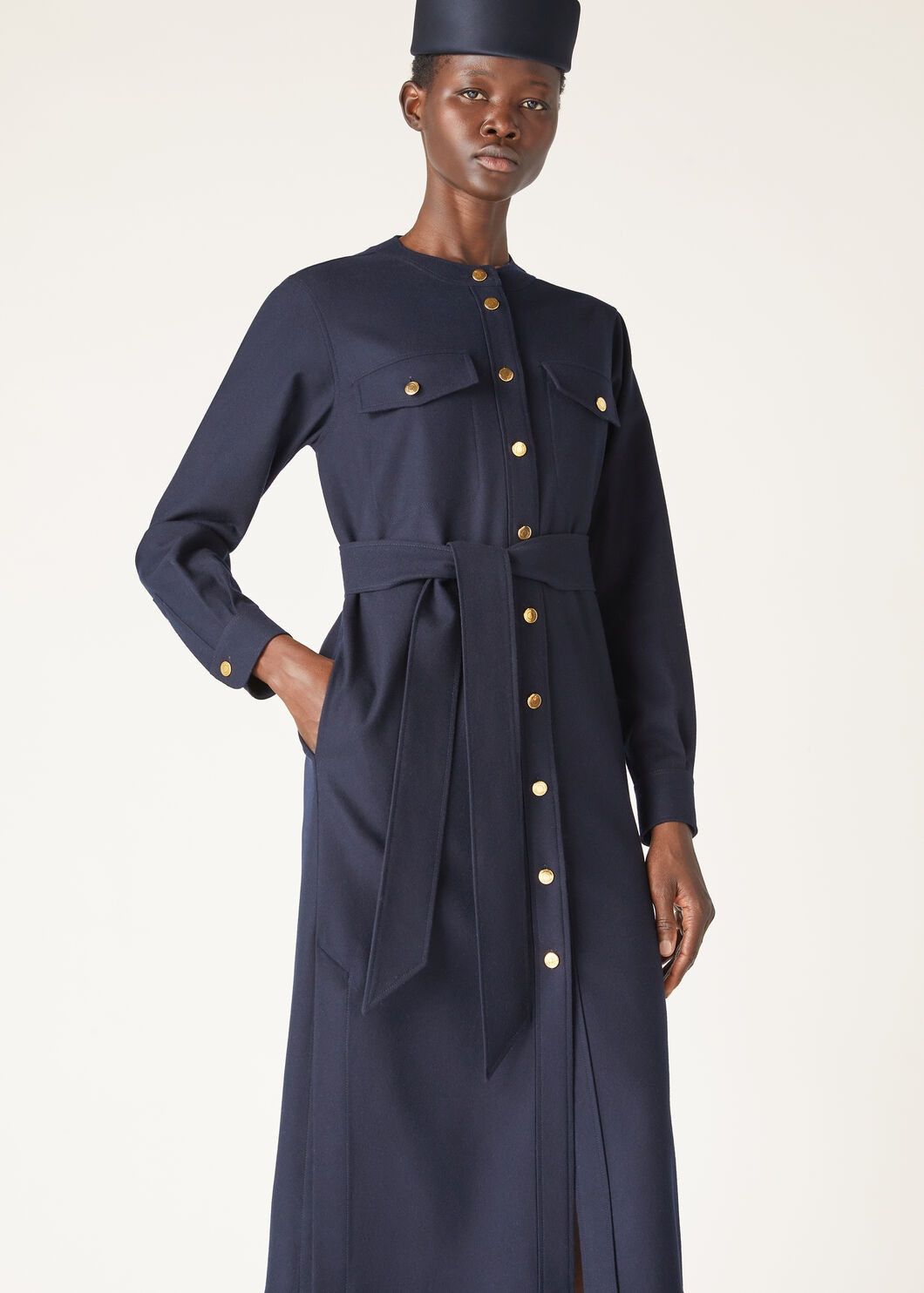 Loro Piana o1srvl11e0825 FAO4078 Noa Roundneck Shirt Dress in Blue Size M / US 6-8 / IT 42-44 - 4 Thumbnail