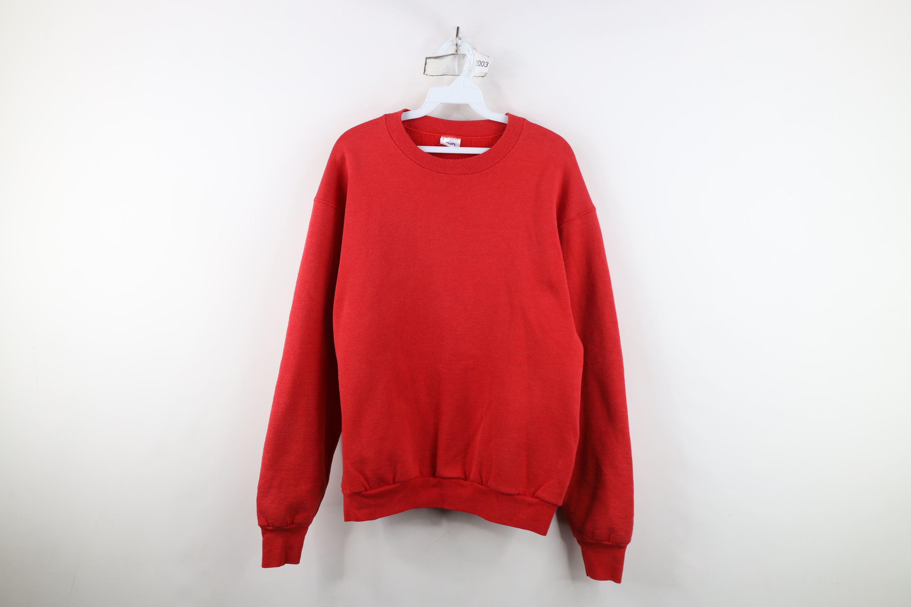 Vintage Vintage 90s Streetwear Blank Crewneck Sweatshirt Red USA Size US L / EU 52-54 / 3 - 1 Thumbnail
