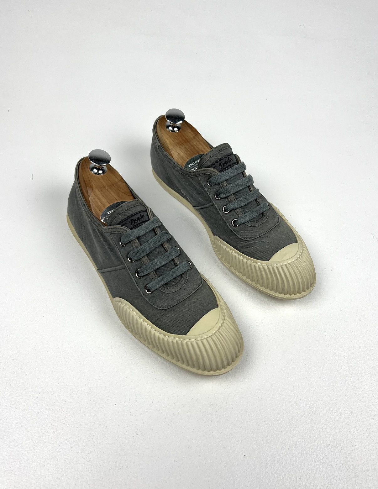 Prada PRADA Sneakers Low-Top Shoes Denim Rubber Logo Gray Wmn’s Size US 9 / IT 39 - 2 Thumbnail