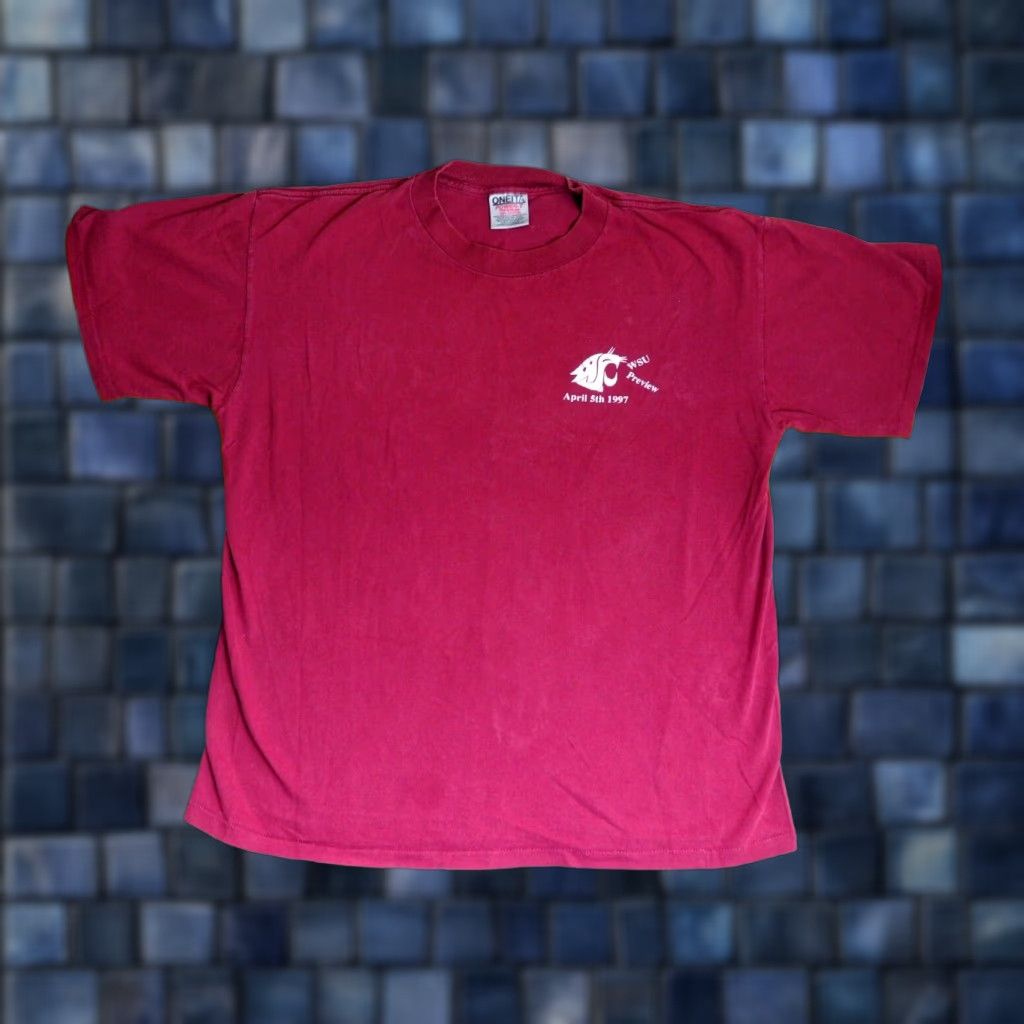Vintage VINTAGE Oneita Washington State Cougars USA Tee T-Shirt L Red 1990s Graphic Ladies? Men? (Gender) Size US L / EU 52-54 / 3 - 1 Thumbnail