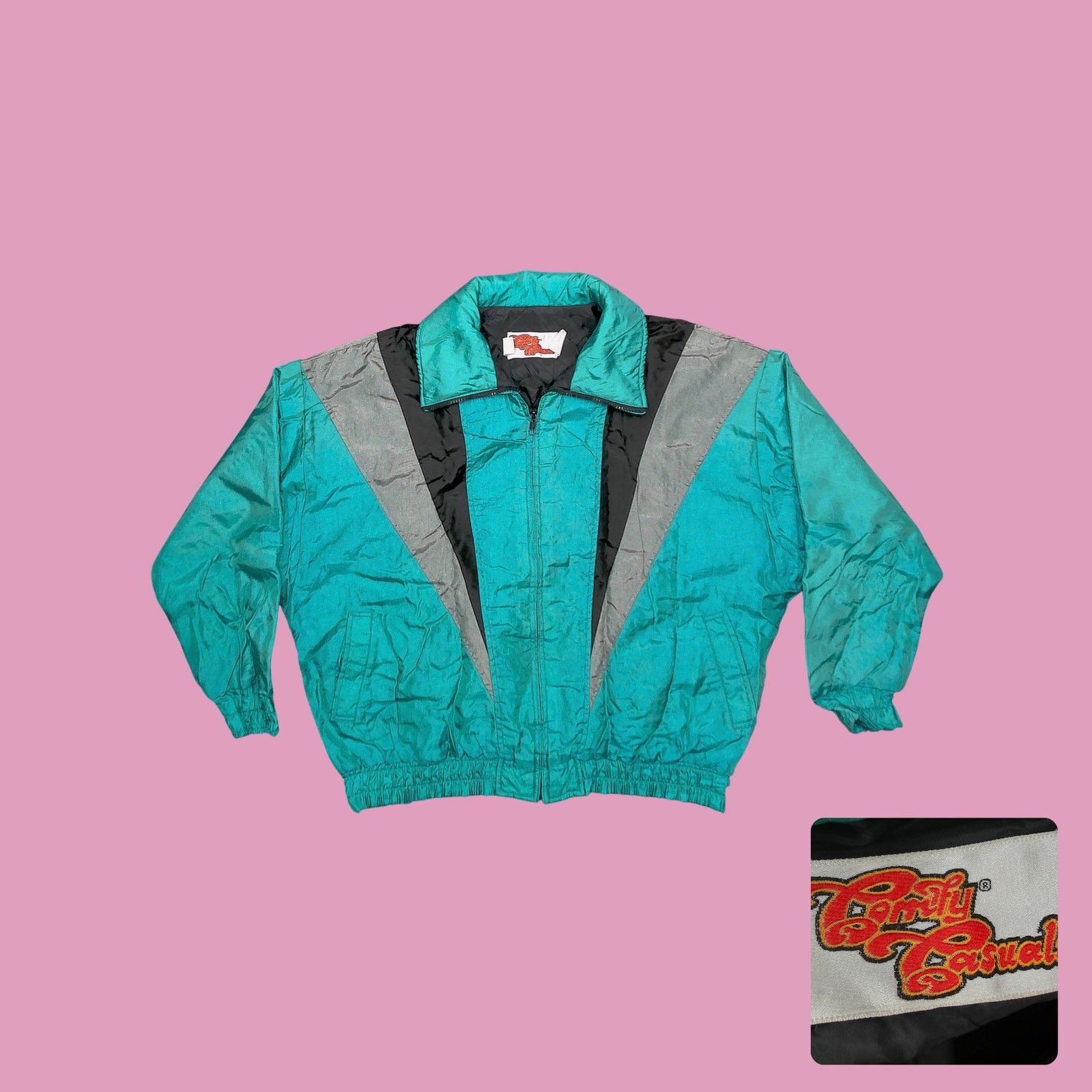 Vintage Vintage 80s Teal Boxy Batwing Ski Jacket Size XL / US 12-14 / IT 48-50 - 1 Thumbnail