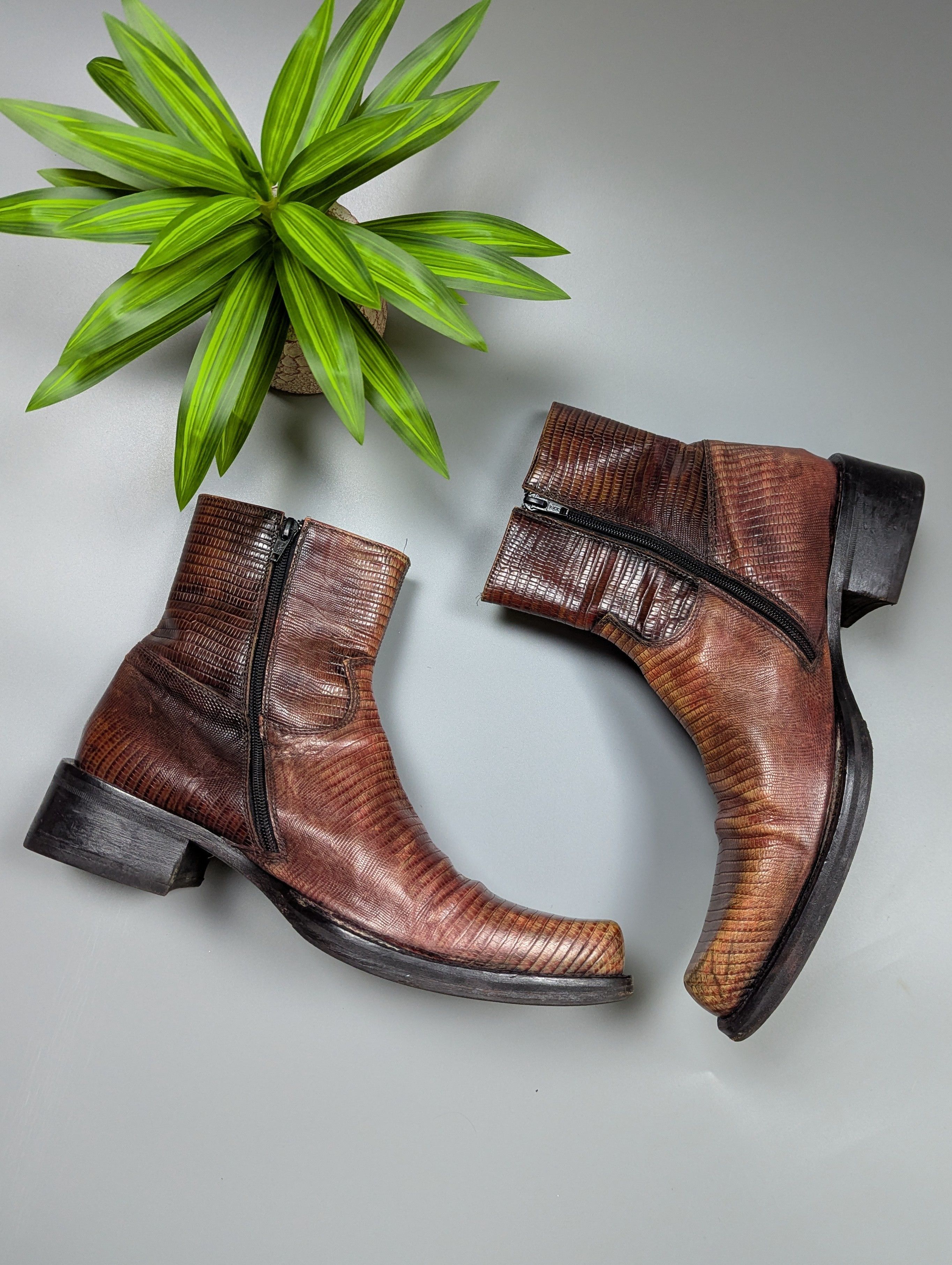 Vintage Vintage Mens Lizard Leather Boots Western Cowboy 44/10.5 Size US 10.5 / EU 43-44 - 4 Thumbnail