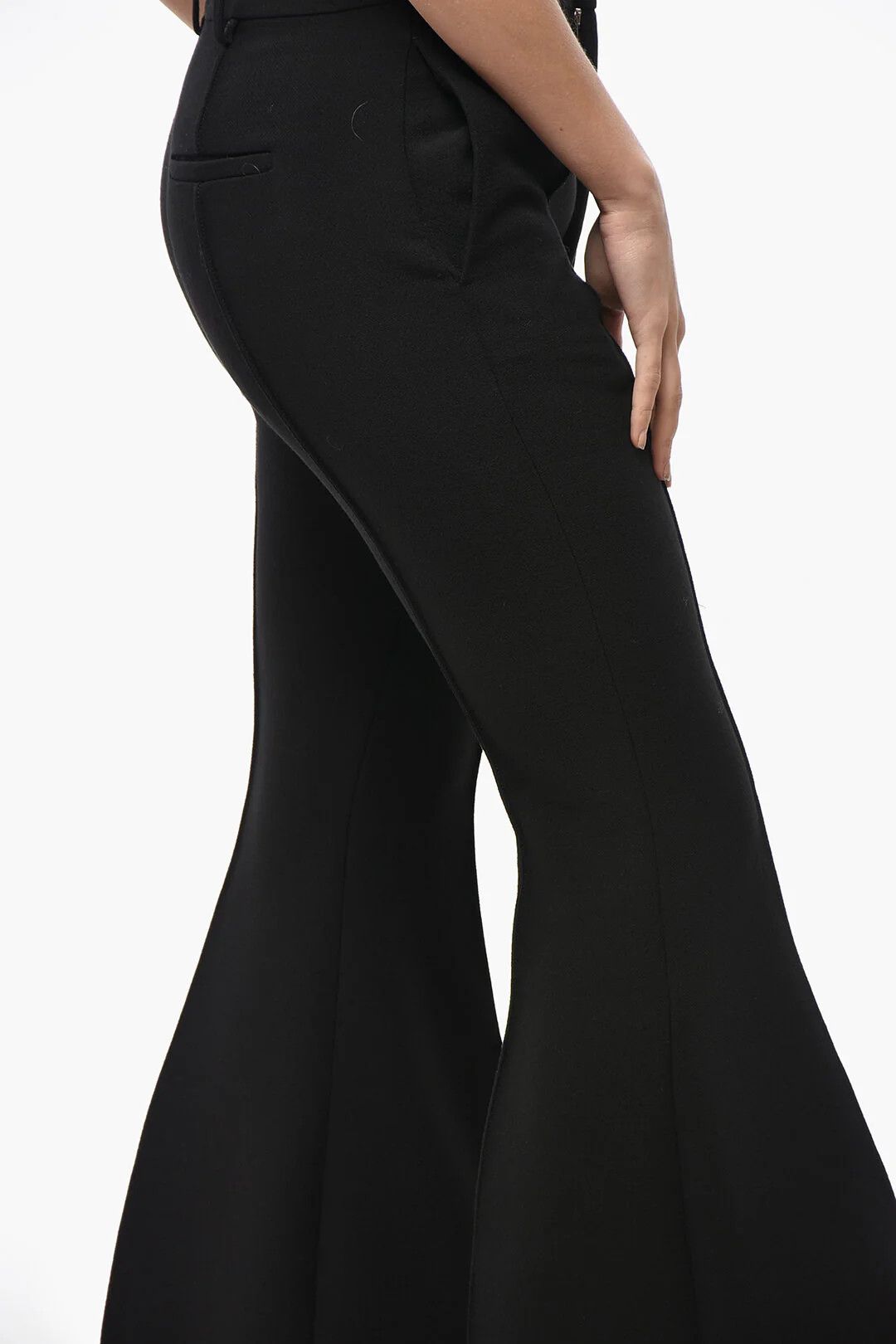 Bottega Veneta og1mm0426 Flared Fit Wool Pant in Black Size 26" / US 2 / IT 38 - 3 Thumbnail