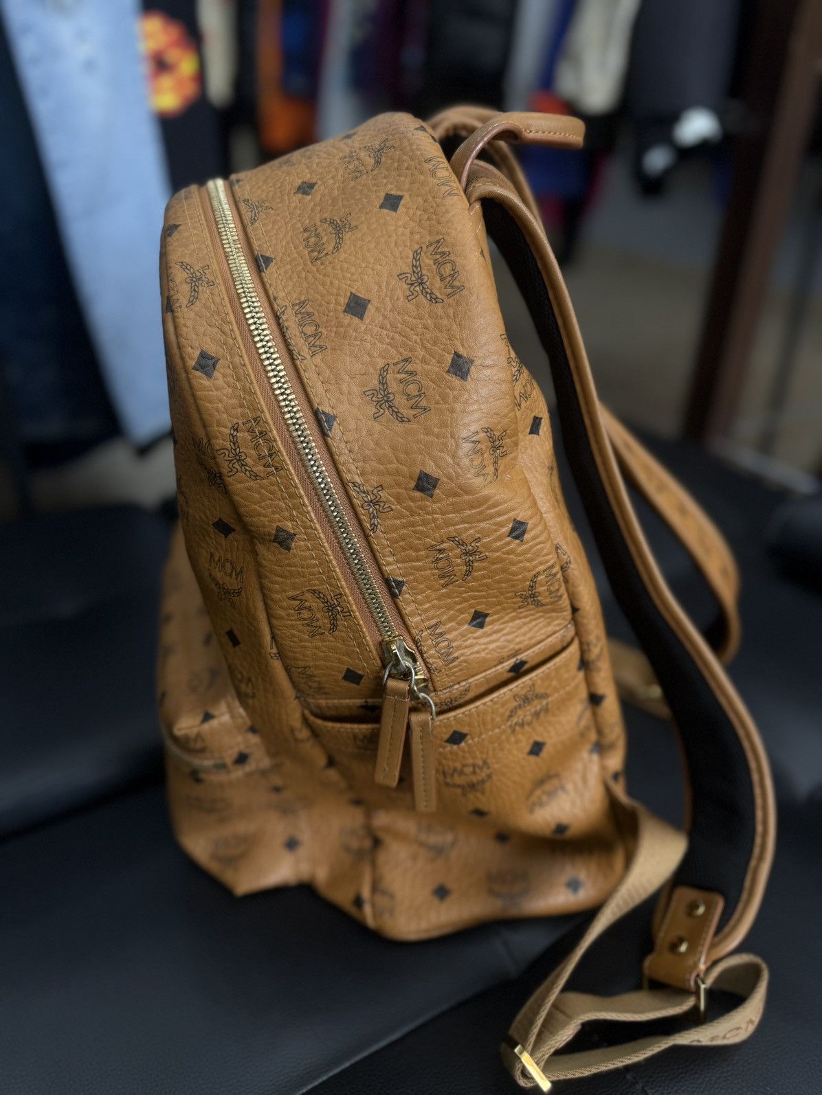 MCM MCM Classic Logo Brown Studs Large Backpack 🧼 Size ONE SIZE - 8 Thumbnail