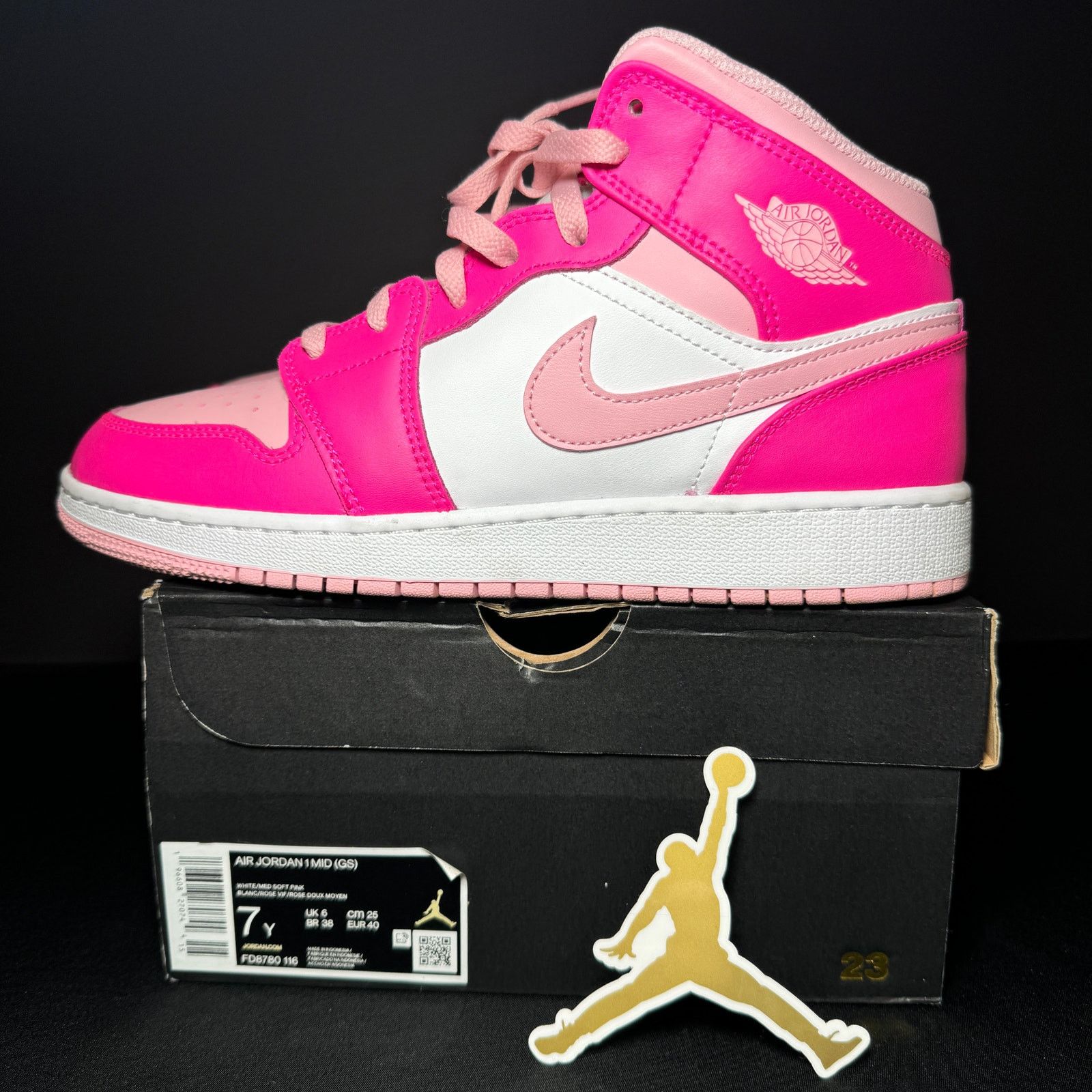 Jordan Brand × Nike Size 7 - Nike Air Jordan 1 Mid GS Fierce Pink Men's Shoes Size US 7 / EU 40 - 9 Thumbnail