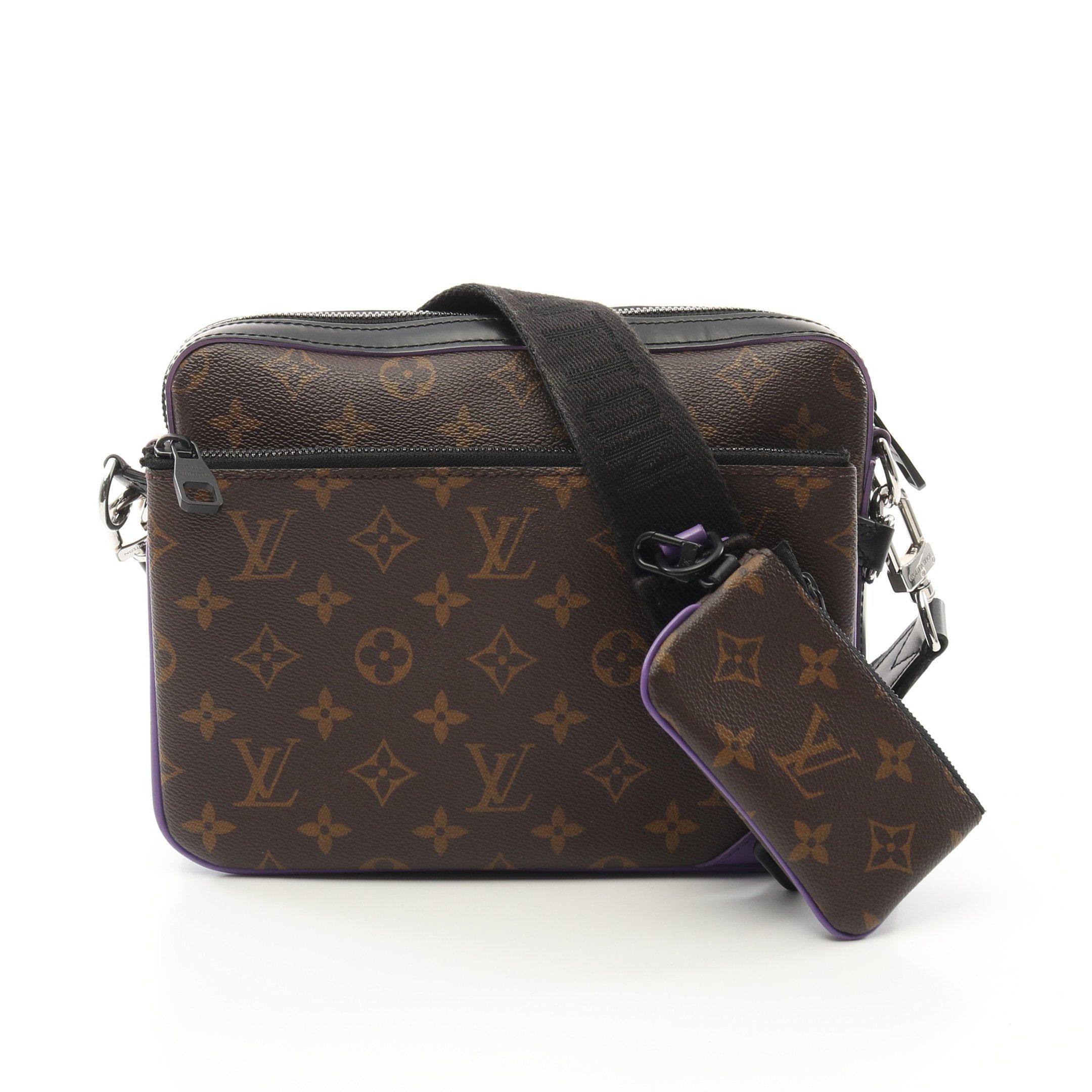 Louis Vuitton Trio Messenger Monogram Macassar Shoulder Bag Leather Brown Black Purple, Men's