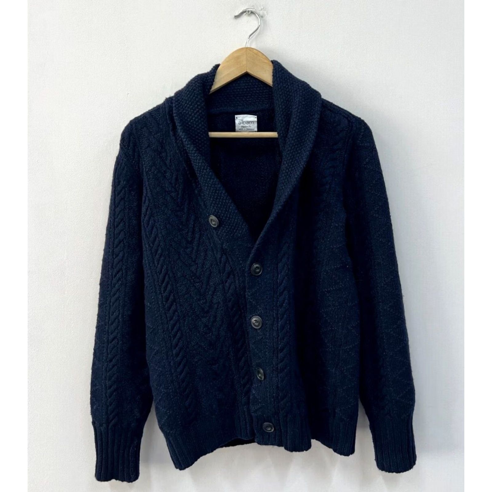Albam Albam Navy Linen Knit Cardigan Sweater Mens S/M Wool Heavy Shawl Collar Size S/M Size US S / EU 44-46 / 1 - 3 Thumbnail