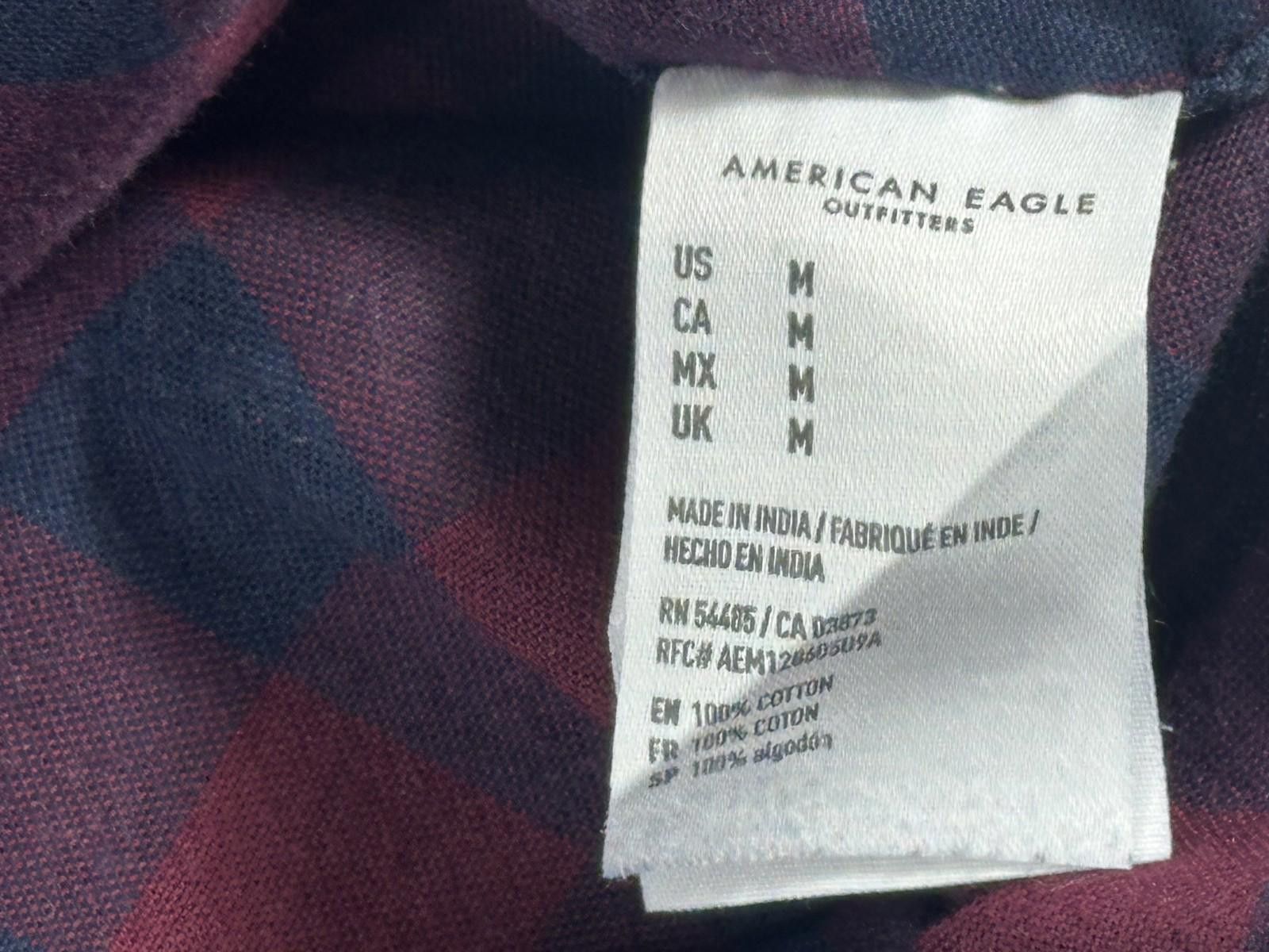 American Eagle Outfitters American Eagle Plaid Flannel Button Down Red Blue Men's M Size US M / EU 48-50 / 2 - 9 Thumbnail
