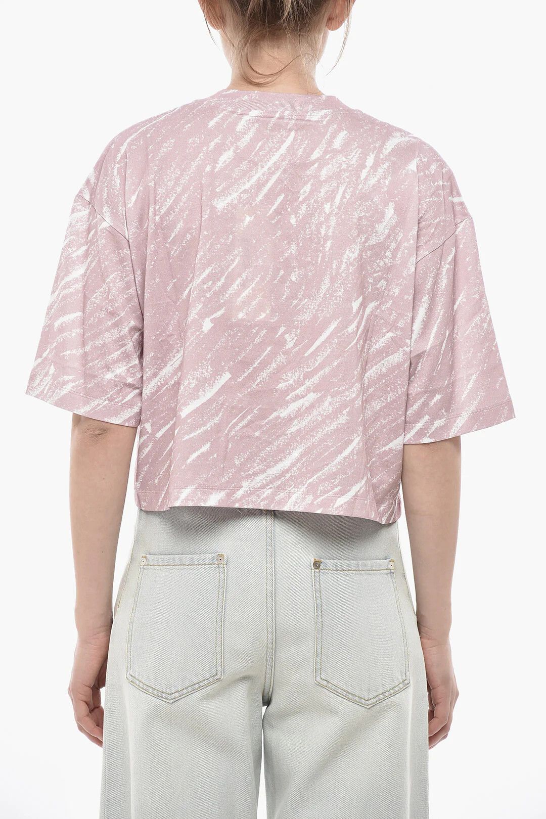 Marni og1mm0326 Printed Cotton Crop T-Shirt in Pink Size S / US 4 / IT 40 - 2 Thumbnail