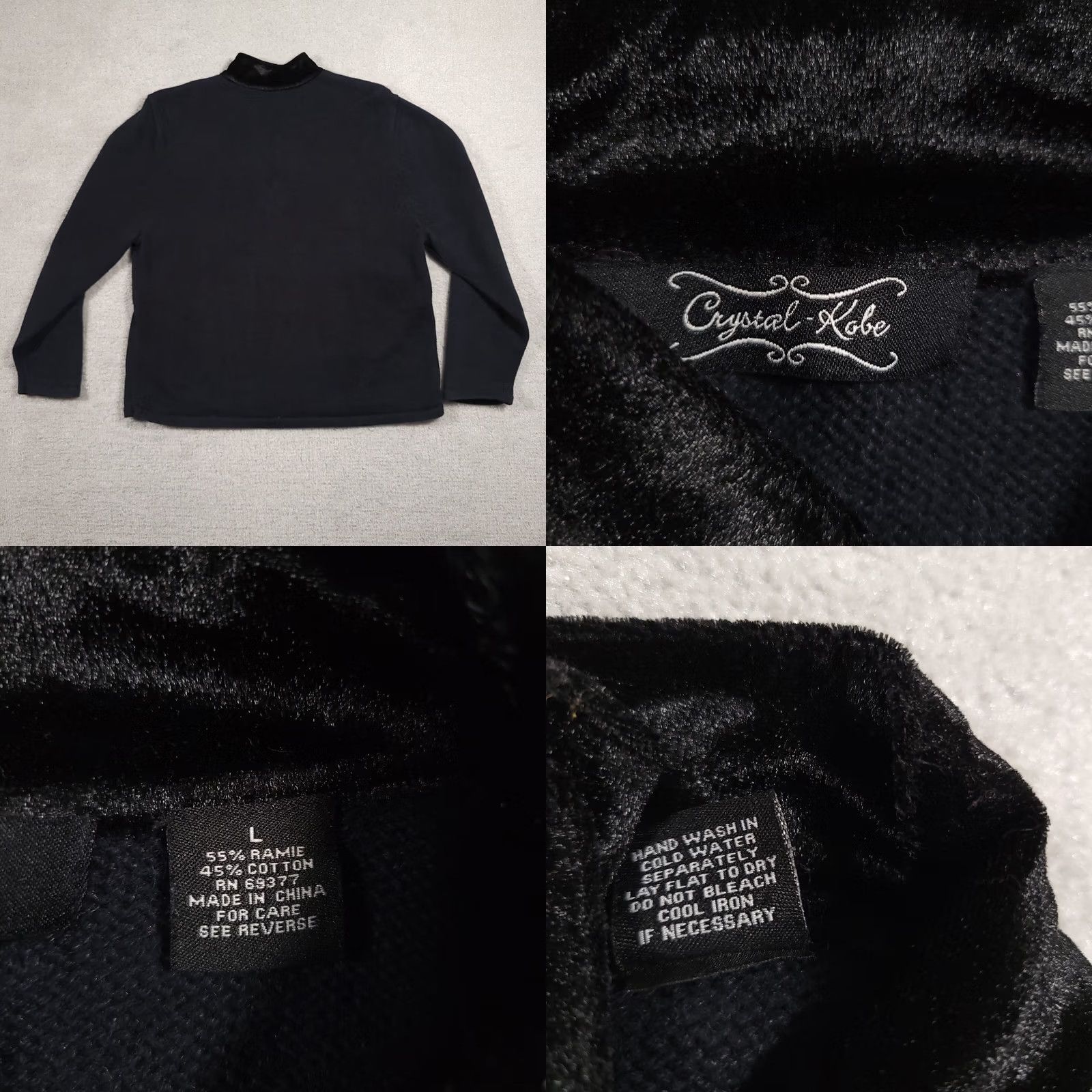 Vintage VINTAGE Crystal Kobe Cardigan Women’s Large Black 90s Knit Embroidered Heavyweight Winter Settle Sequin Size L / US 10 / IT 46 - 9 Thumbnail