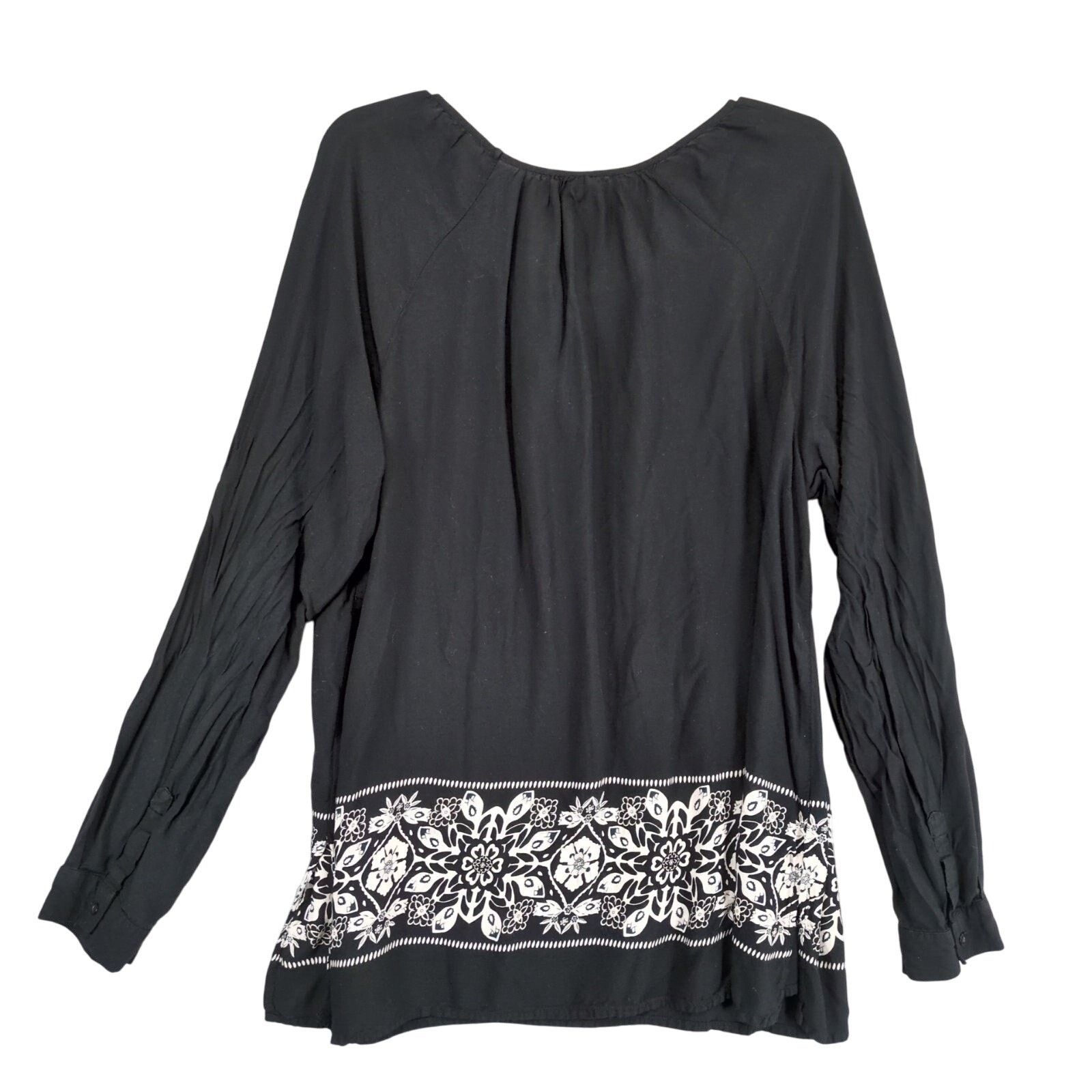 Old Navy Old Navy Women's XL Black Flowy Boho Tunic Blouse LS Top Size XL / US 12-14 / IT 48-50 - 3 Thumbnail