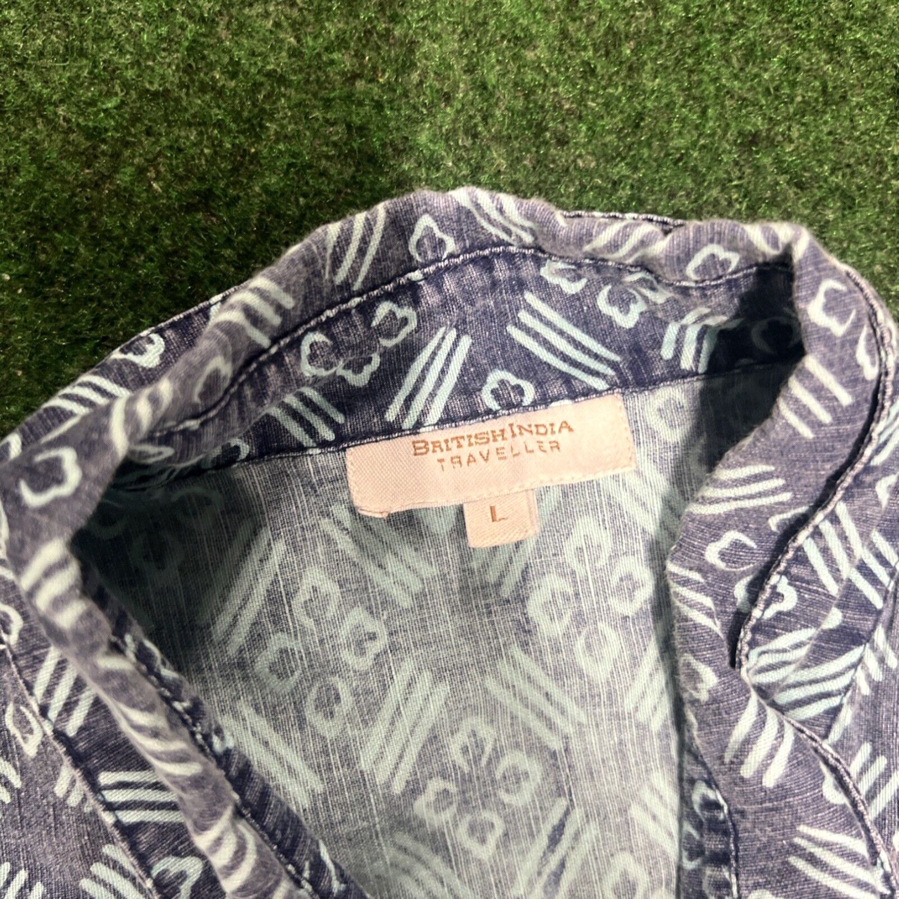 Vintage British India Traveller Button up Shirt, Blue, Sz L Hawaiian Beach Outdoors Size US L / EU 52-54 / 3 - 5 Thumbnail