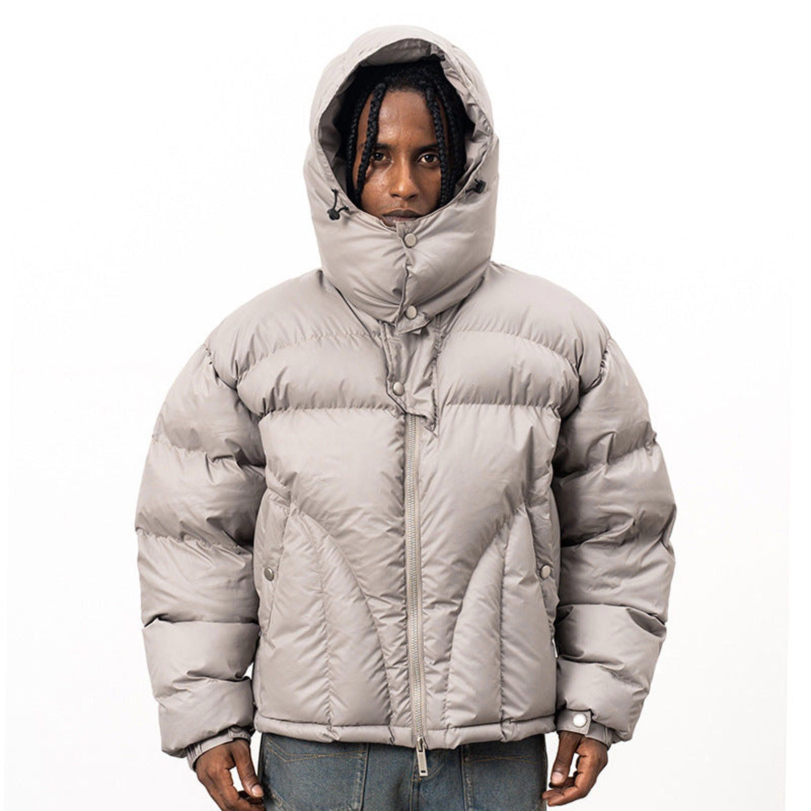 Japanese Brand Beige Puffer Jacket with Hood, Warm Winter Coat Size US M / EU 48-50 / 2 - 2 Thumbnail