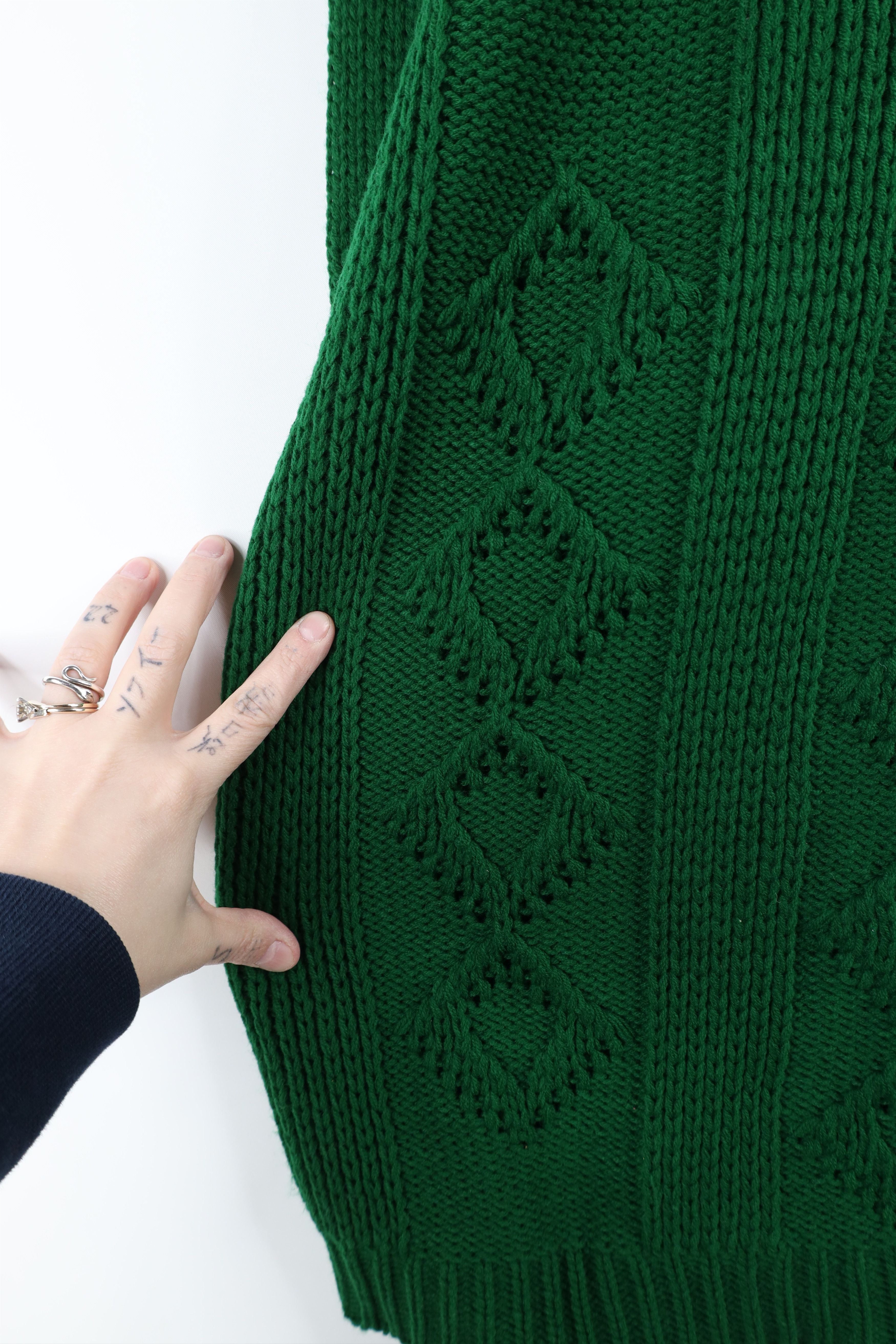 Vintage Vintage 70s Streetwear Ribbed Geometric Knit Sweater Green Size US L / EU 52-54 / 3 - 4 Thumbnail