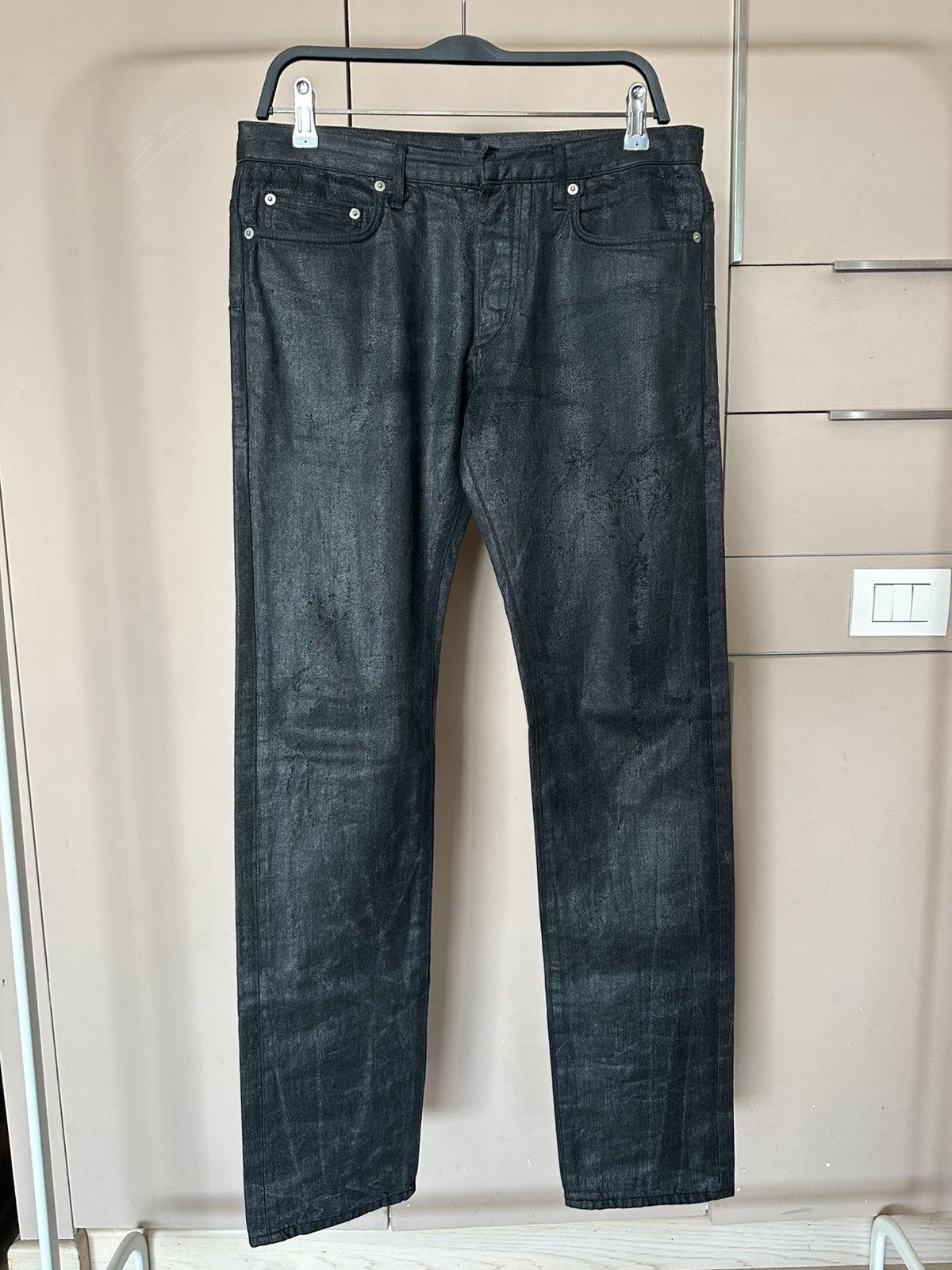 Dior AW08 Dior Homme Waxed Coated Denim Jeans Black 29 | Grailed