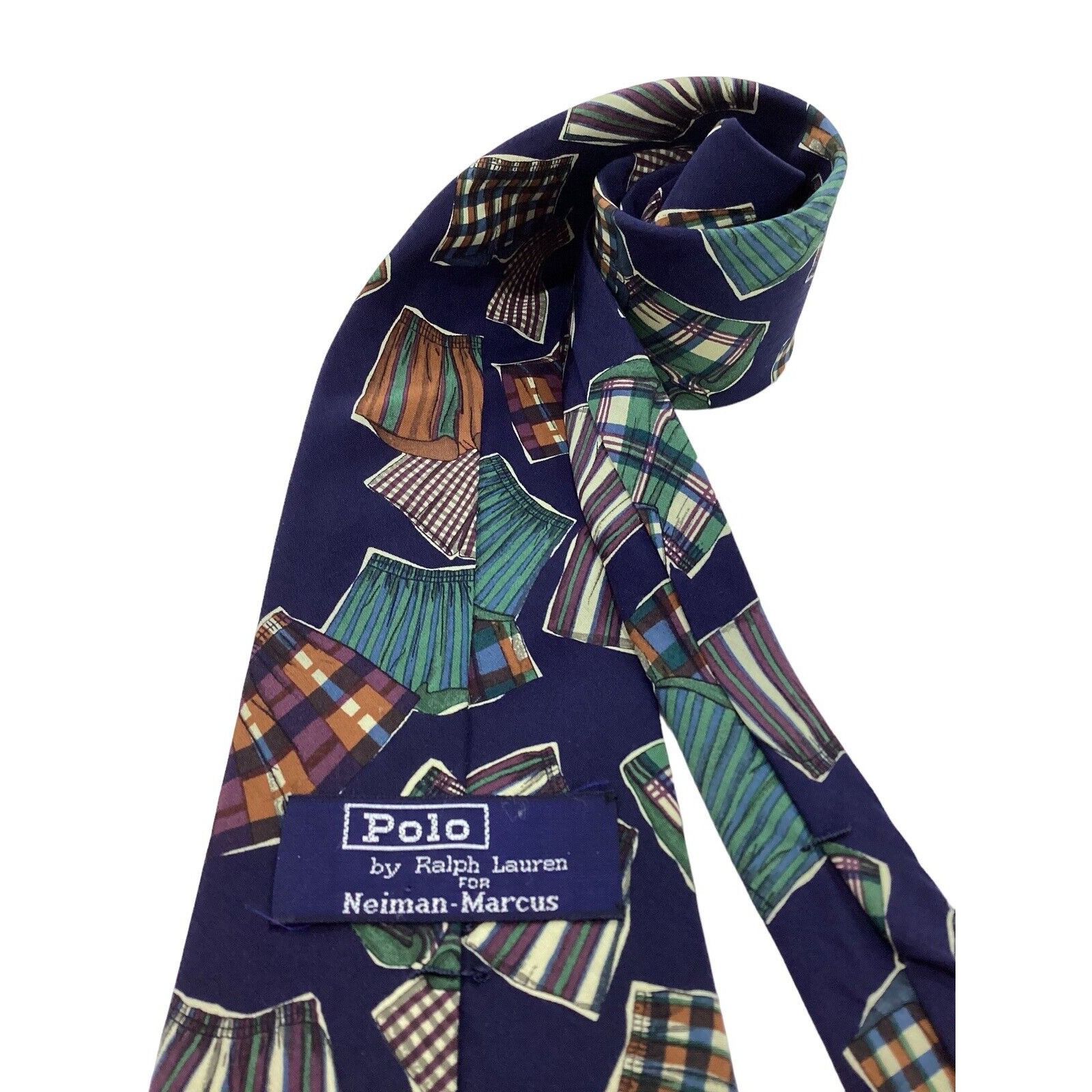 Polo Ralph Lauren POLO BY RALPH LAUREN Blue Men’s Boxer’s Print Silk Tie Made Size ONE SIZE - 3 Thumbnail