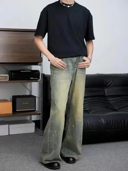 Jean Washed vintage blue baggy slightly flared jeans Size US 34 / EU 50 - 7 Thumbnail