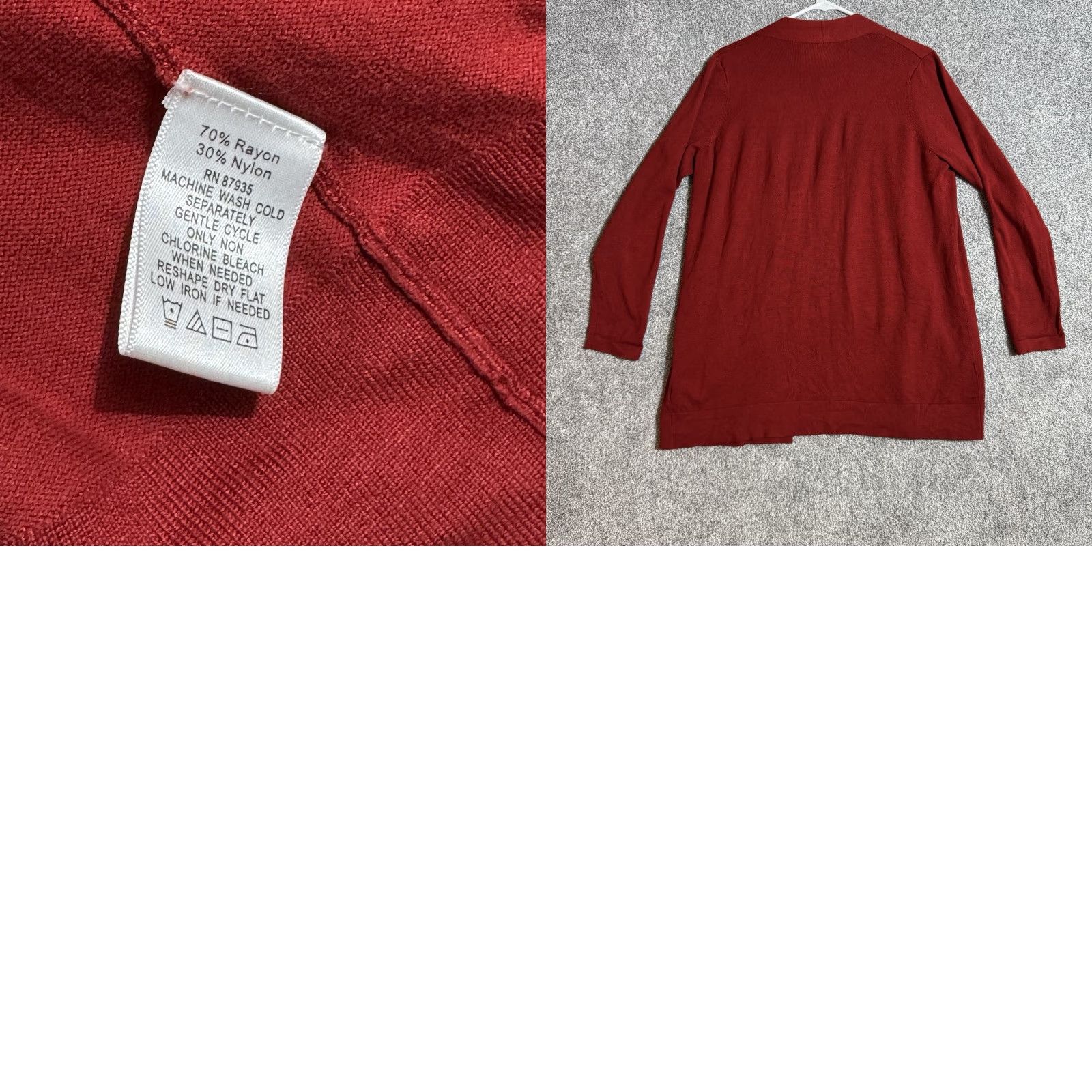 Vintage Susan Graver Cardigan Sweater Womens Medium Office Open Front Lagenlook Coastal Red Lightweight Knit Pocket Pockets Size M / US 6-8 / IT 42-44 - 8 Thumbnail