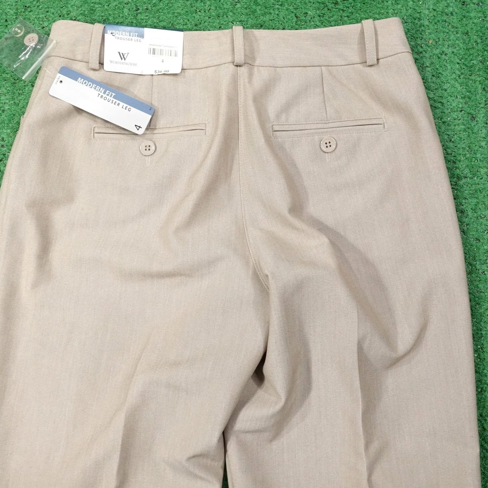 Worthington Worthington Pants Womens 4 Beige Modern Fit Trouser Leg Dress Pants 28x32 Size 27" / US 4 / IT 40 - 5 Thumbnail