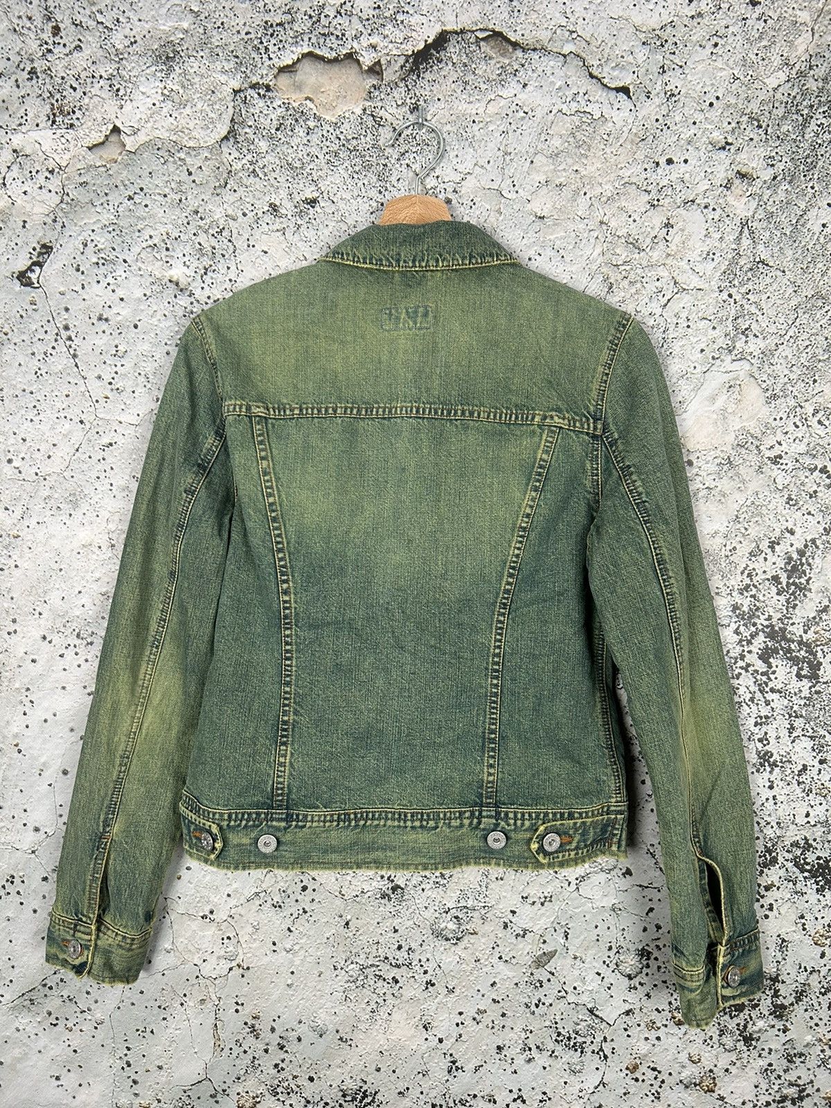 Vintage Vintage Denim Jacket Green Trucker 90s Avantgarde Punk Rock Size US S / EU 44-46 / 1 - 4 Thumbnail