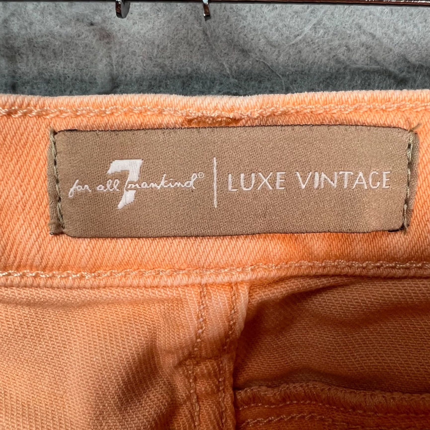 7 For All Mankind 7 For All Mankind Luxe Vintage Womens 27 Orange Jeans Bootcut 5-Pocket Zipper Front Back Denim Cotton Blend Size 27" / US 4 / IT 40 - 3 Thumbnail