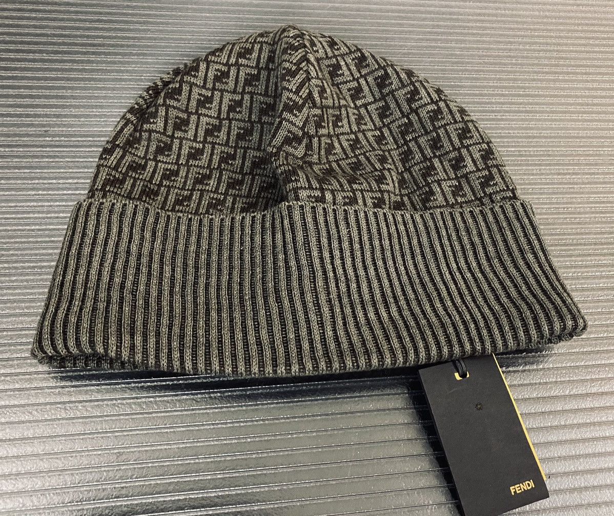 Fendi Fendi 🇮🇹 Khaki Wool micro FF Beanie unisex NEW Size ONE SIZE - 2 Thumbnail