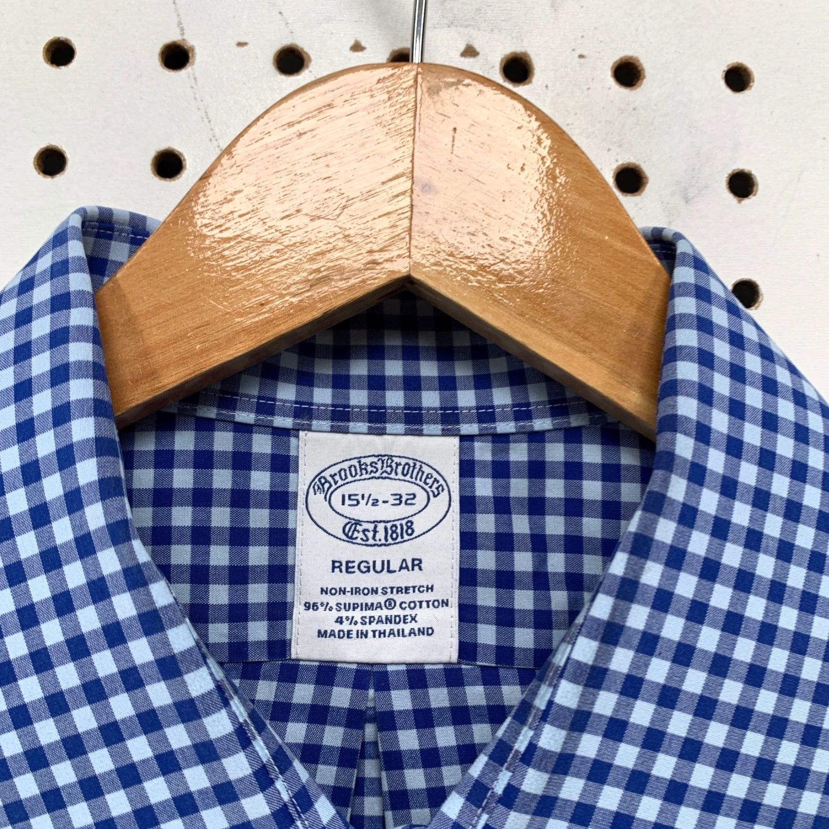 Brooks Brothers Brooks Brothers Button Shirt Mens Large Neck 15.5 32 Blue Check Non Iron Stretch Dress Shirt Regular Long Sleeve Mens Size US L / EU 52-54 / 3 - 2 Thumbnail