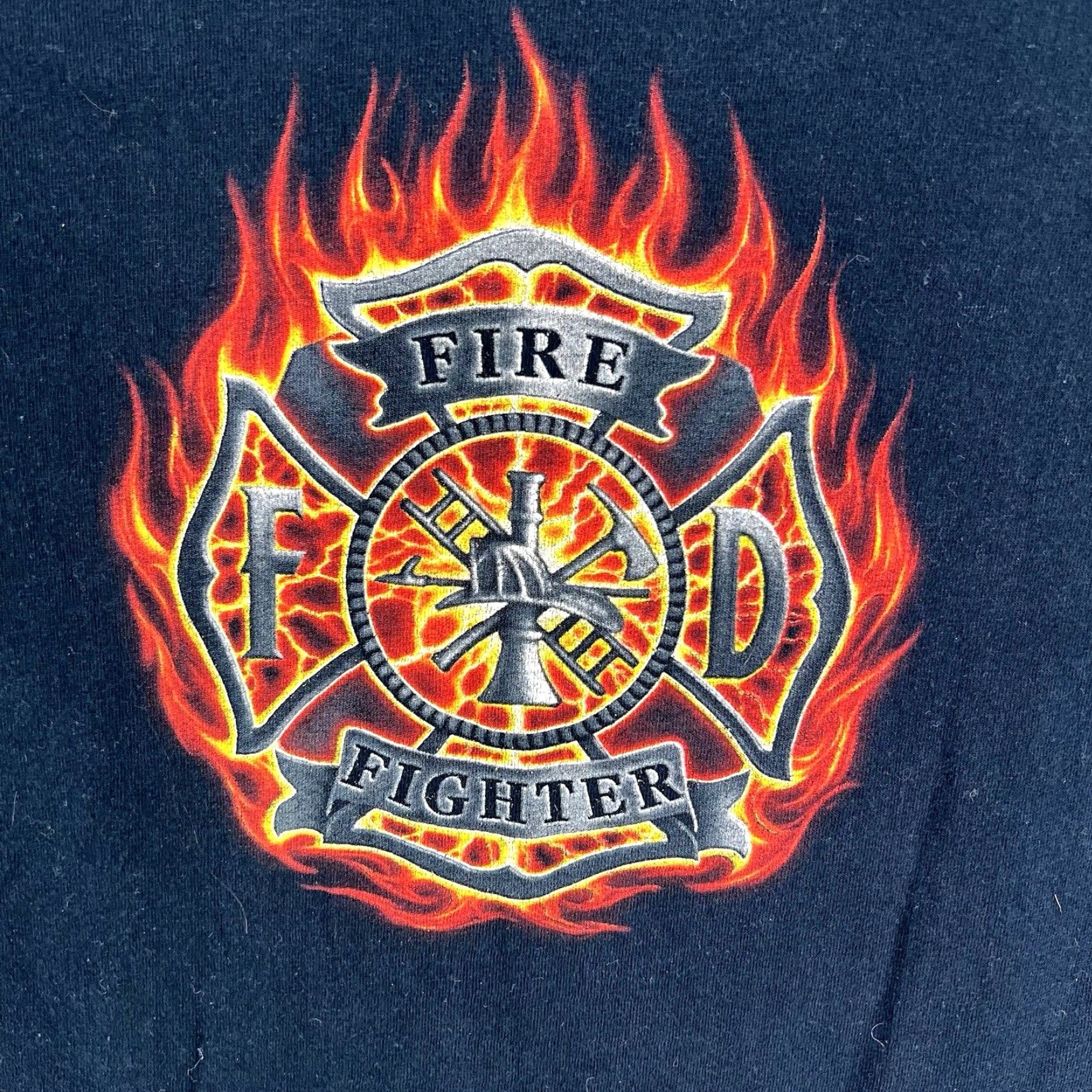 Gildan VINTAGE Fire Fighter Search Rescue Eagle T-Shirt Mens Size L Black Size US L / EU 52-54 / 3 - 2 Thumbnail