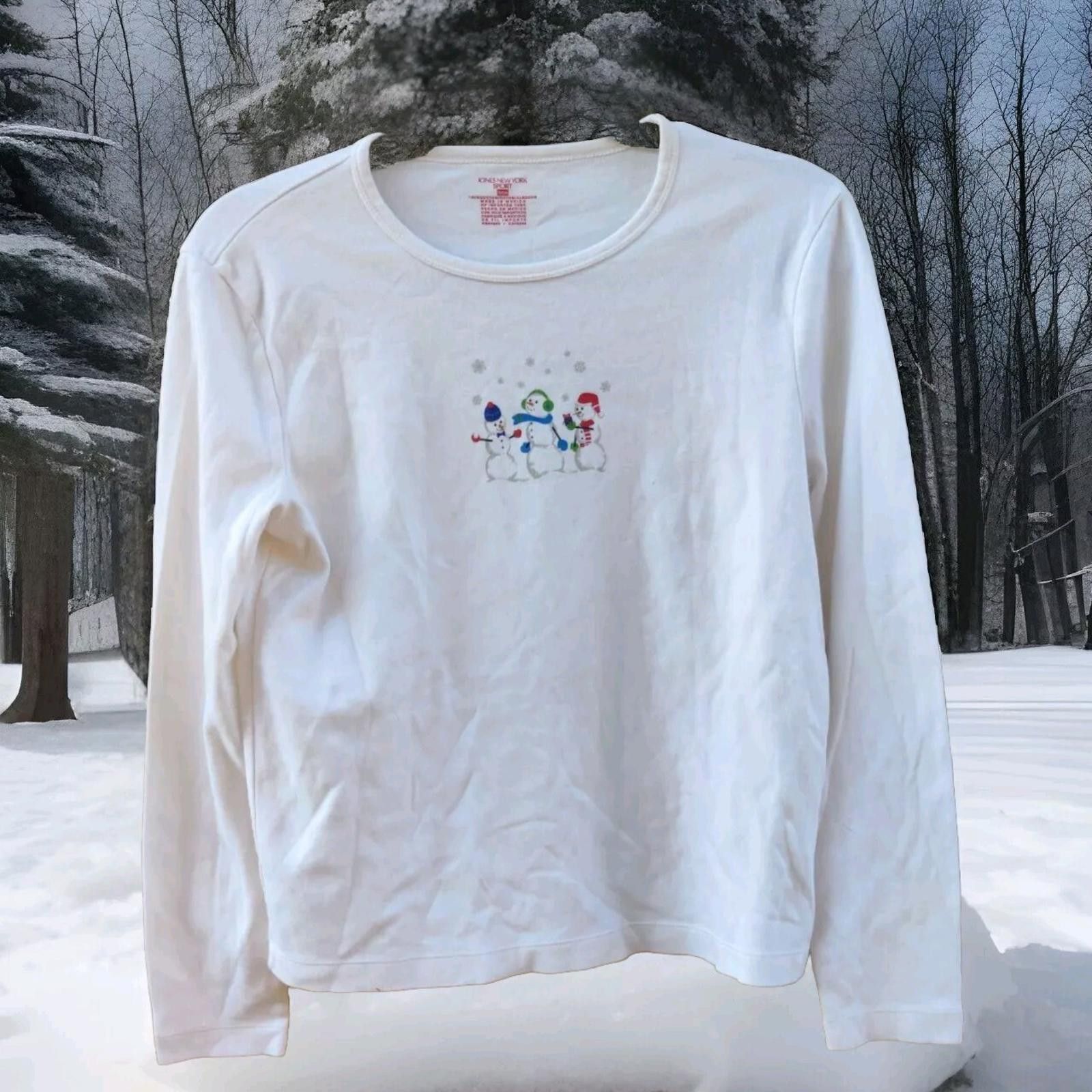 Jones New York Jones New York Womens Long Slv White Tshirt Top Small S Wint Size S / US 4 / IT 40 - 1 Thumbnail