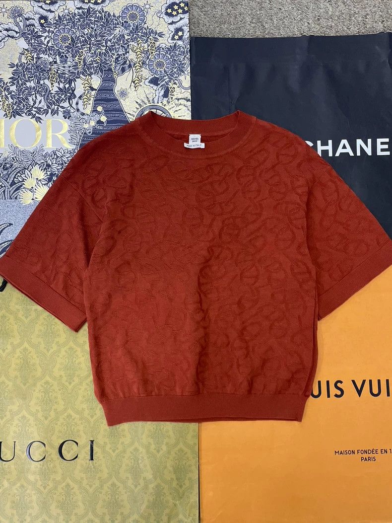 Hermes Red Pig Nose Print Short Sleeve Top - dmc